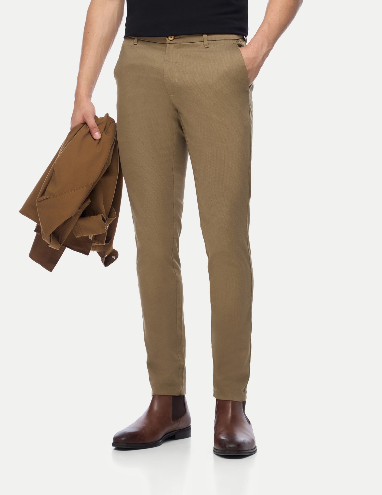 Austin Trim Regular Fit Satin Trousers Khaki - U.S. Polo Assn. India | Large