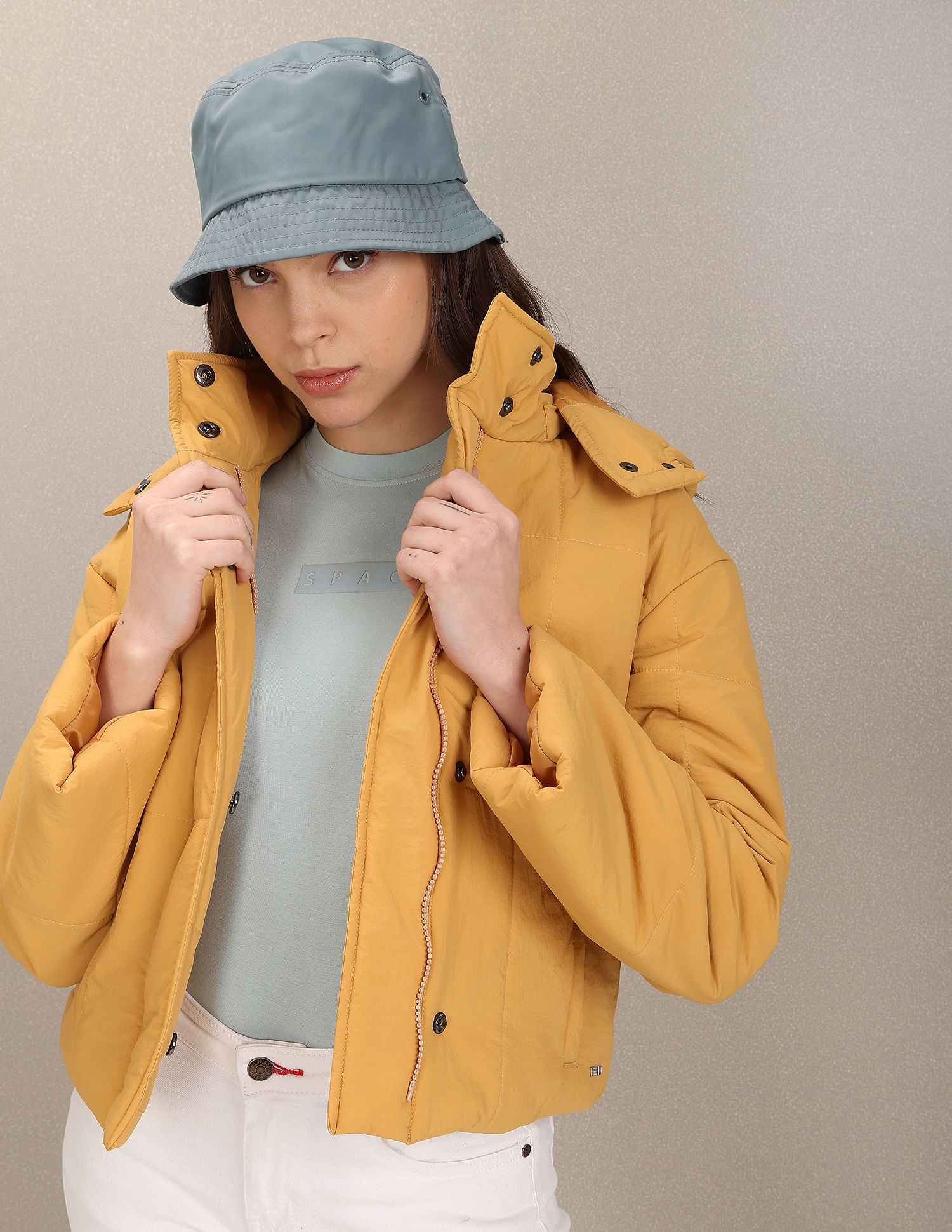 Solid Hooded Padded Jacket