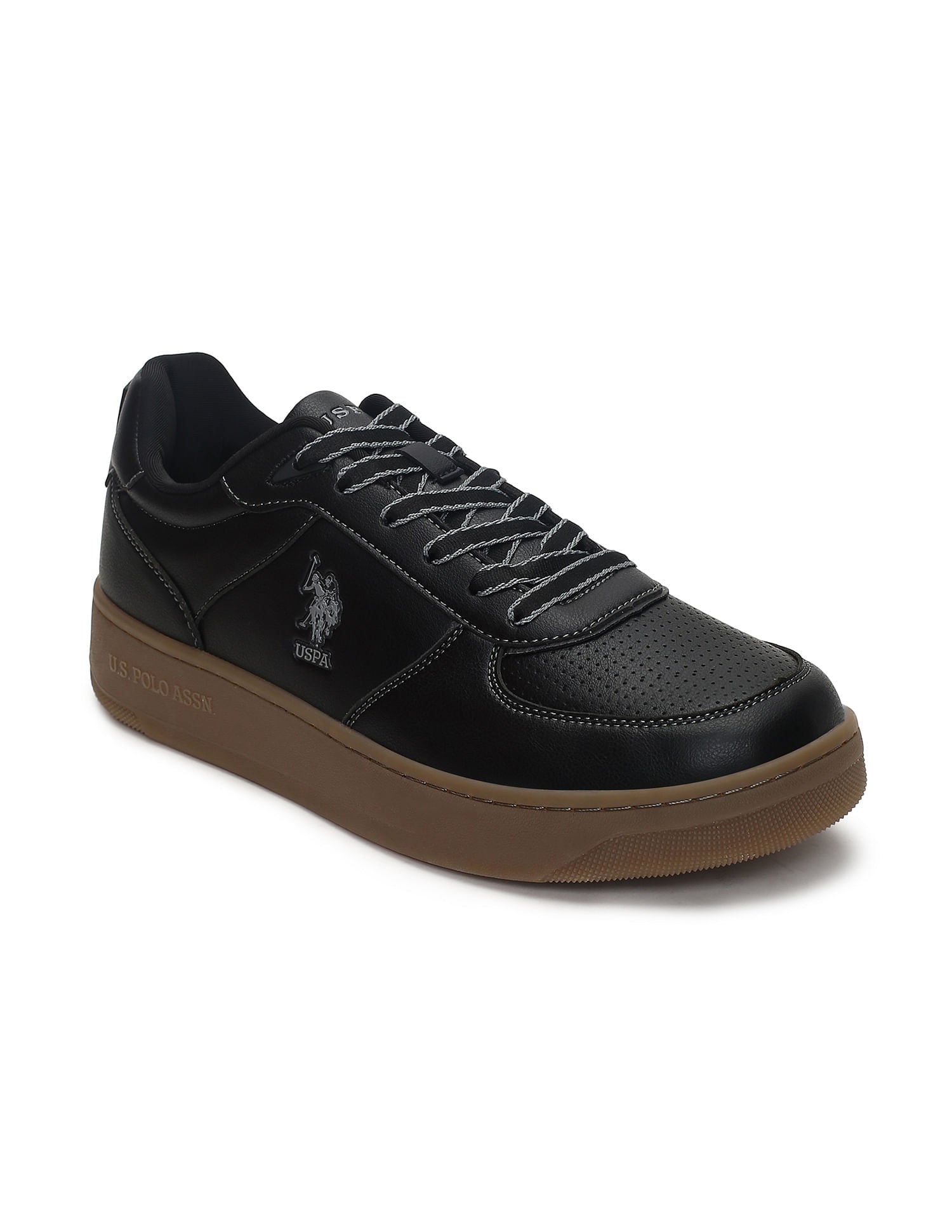 Men Kodiak Black Retro Court Sneakers Black - U.S. Polo Assn. India | Large