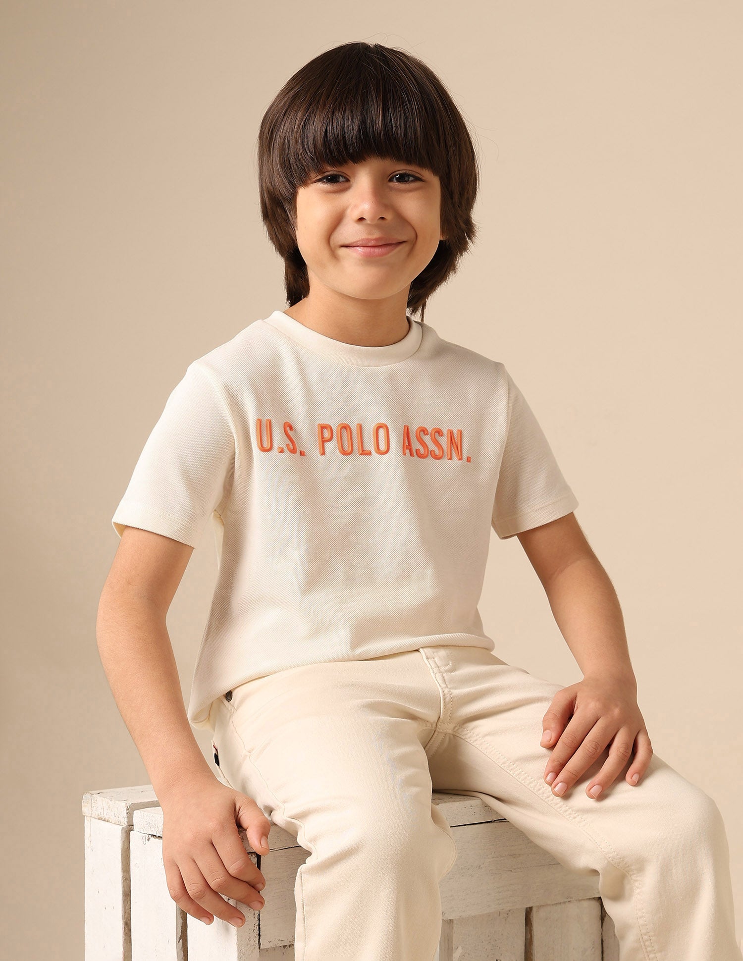 Boys Pure Cotton Brand Embossed T Shirt
