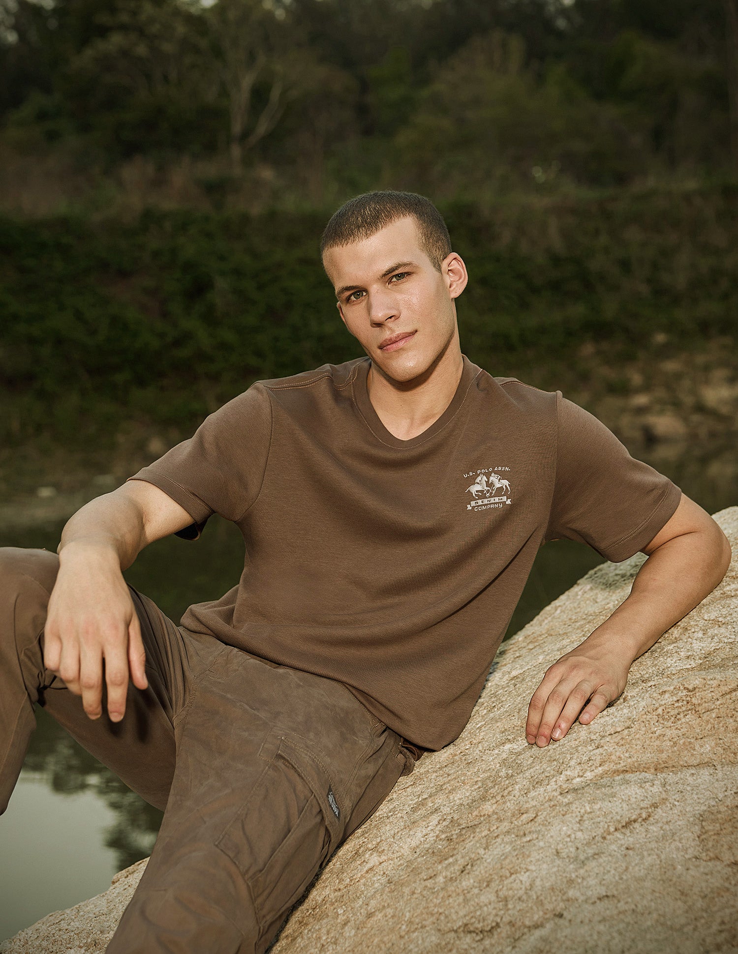 Relaxed Fit Pure Cotton T-Shirt Brown - U.S. Polo Assn. India | Large