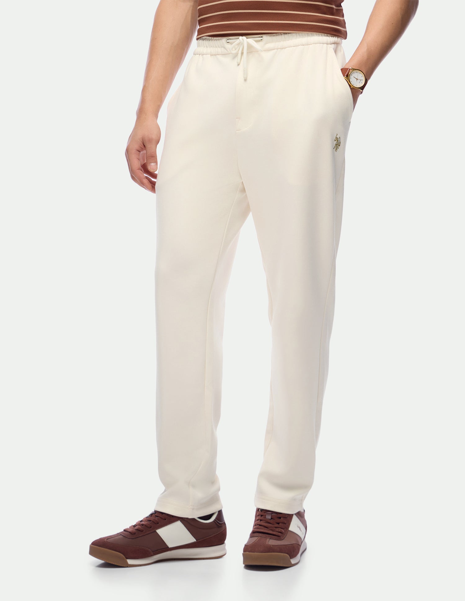 Mid Rise Regular Fit Track Pants Off White - U.S. Polo Assn. India | Large