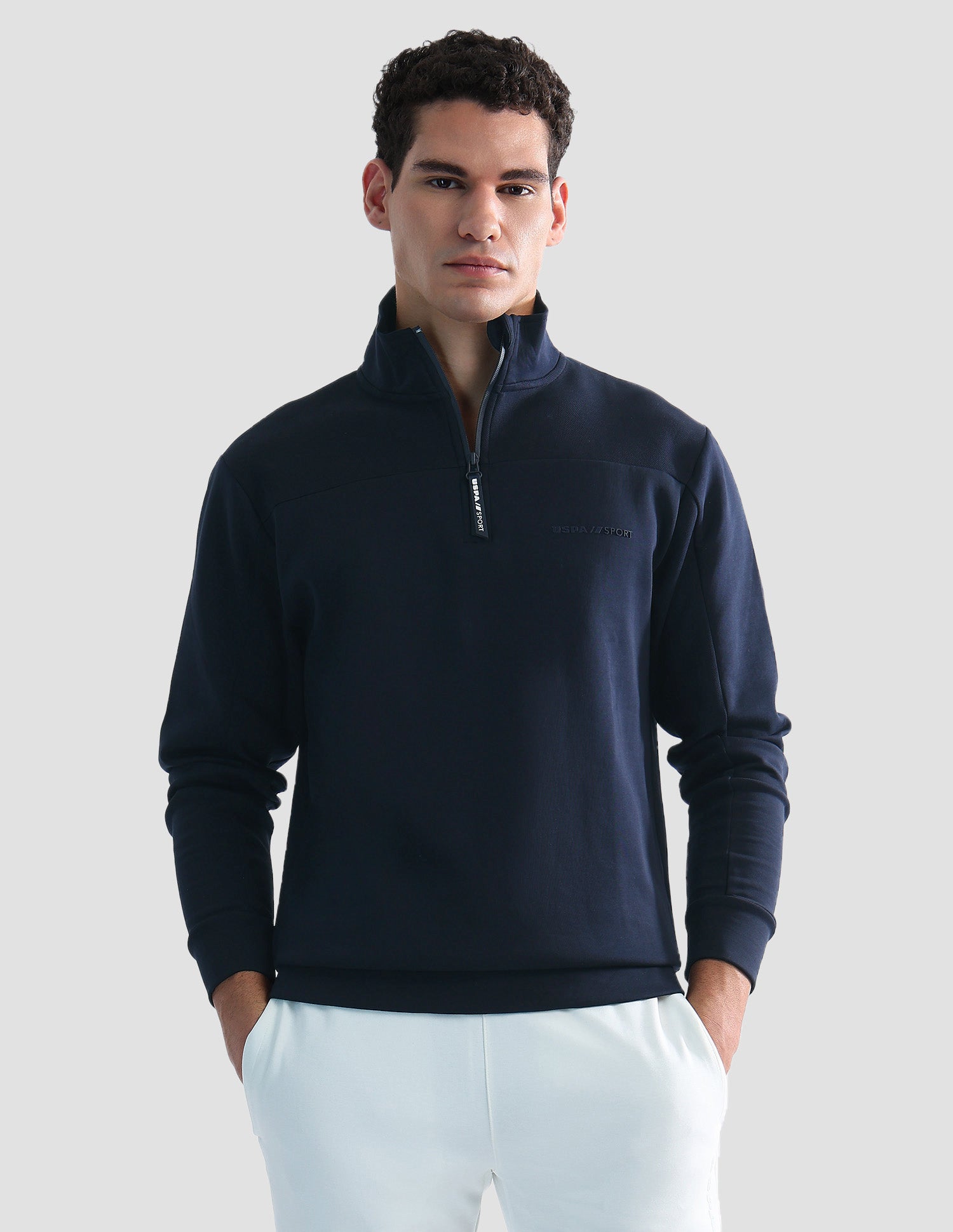 Regular Fit Solid Active Sweatshirt Navy - U.S. POLO ASSN. | Large