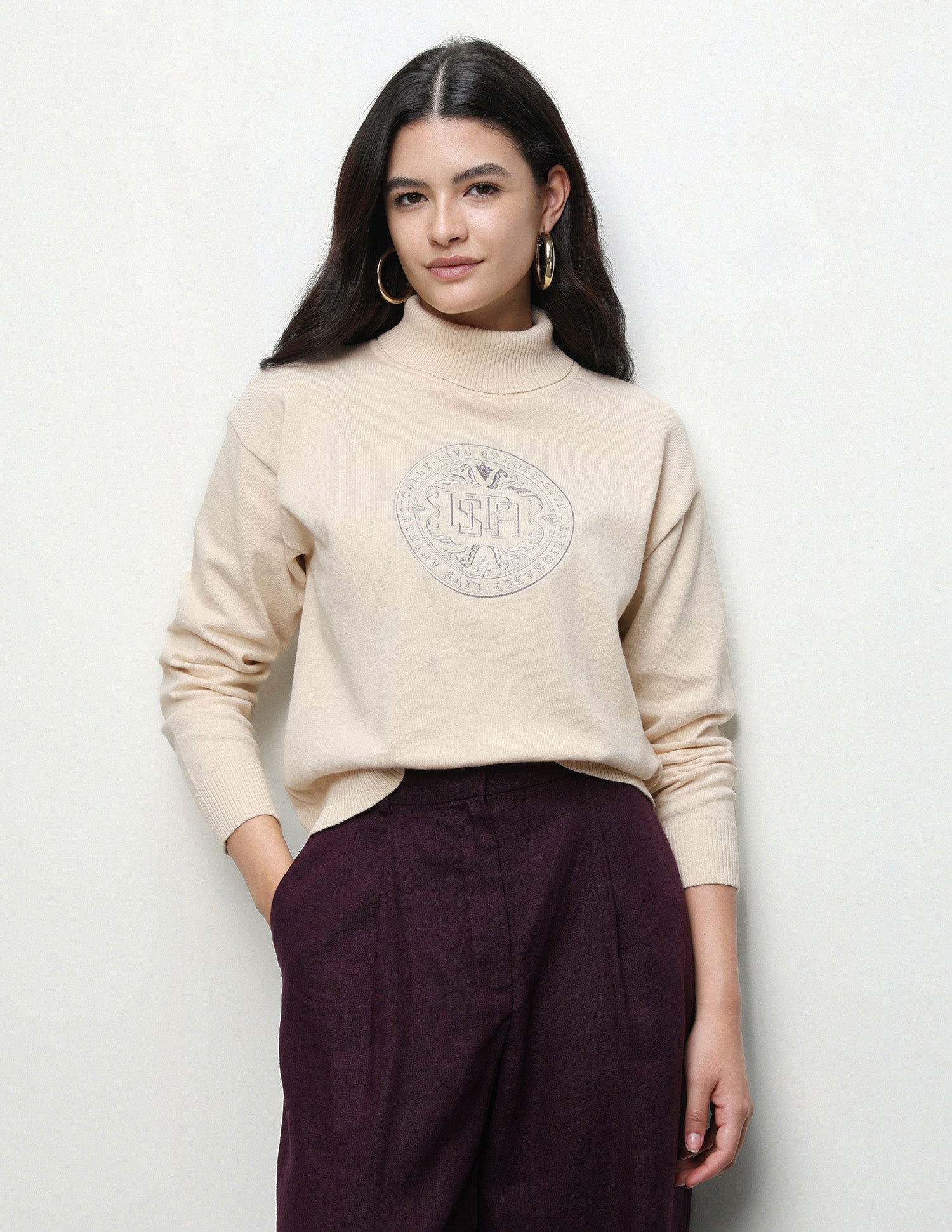 Brand Embroidered Regular Fit Sweater Off White - U.S. Polo Assn. India | Large