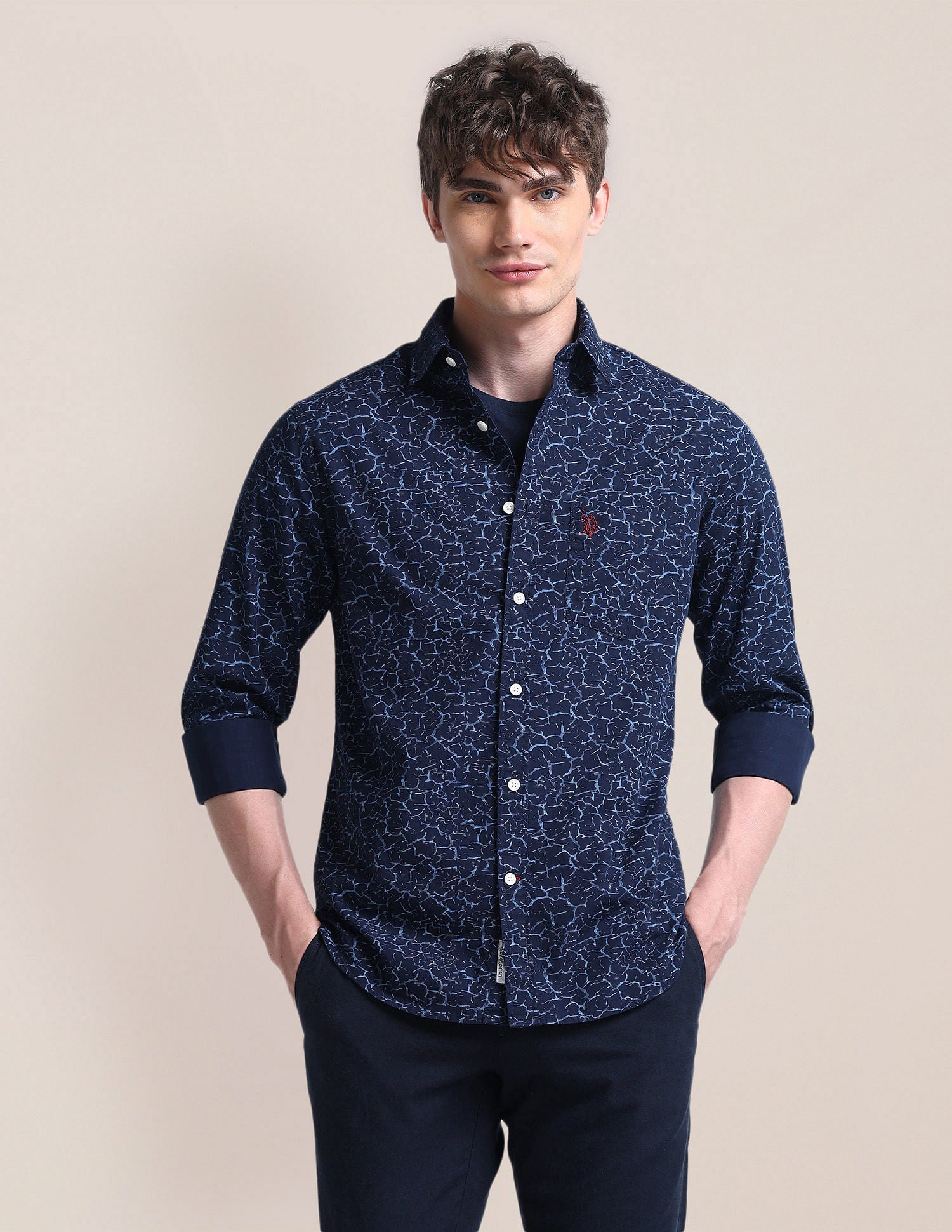 Cutaway Collar Cotton Shirt