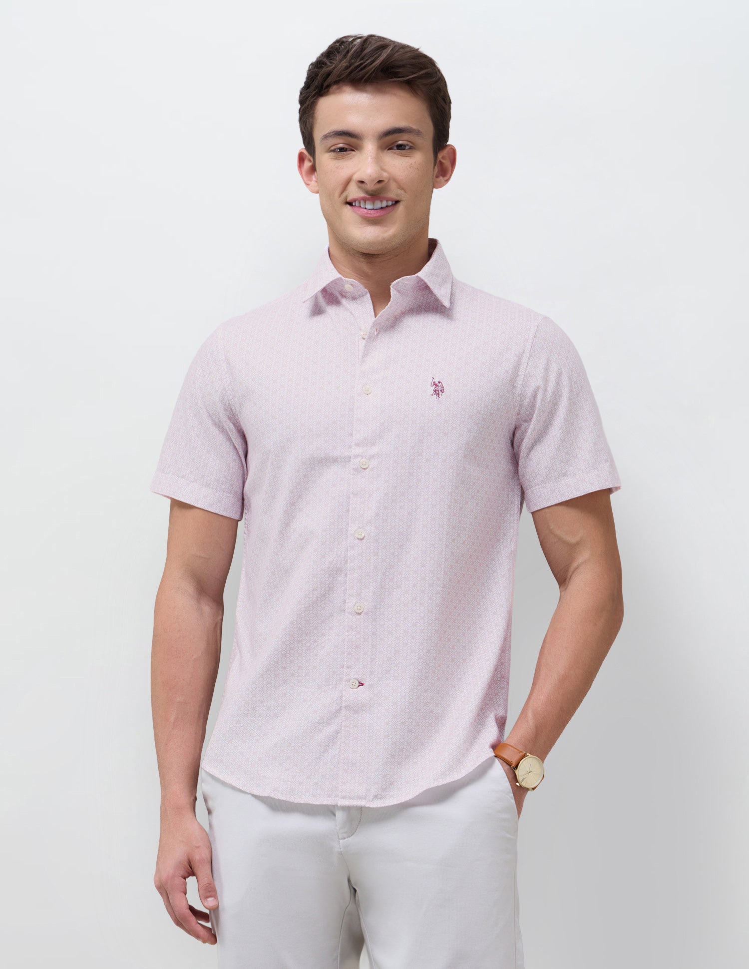 Floral Geometric Regular Fit Shirt Maroon - U.S. Polo Assn. India | Large