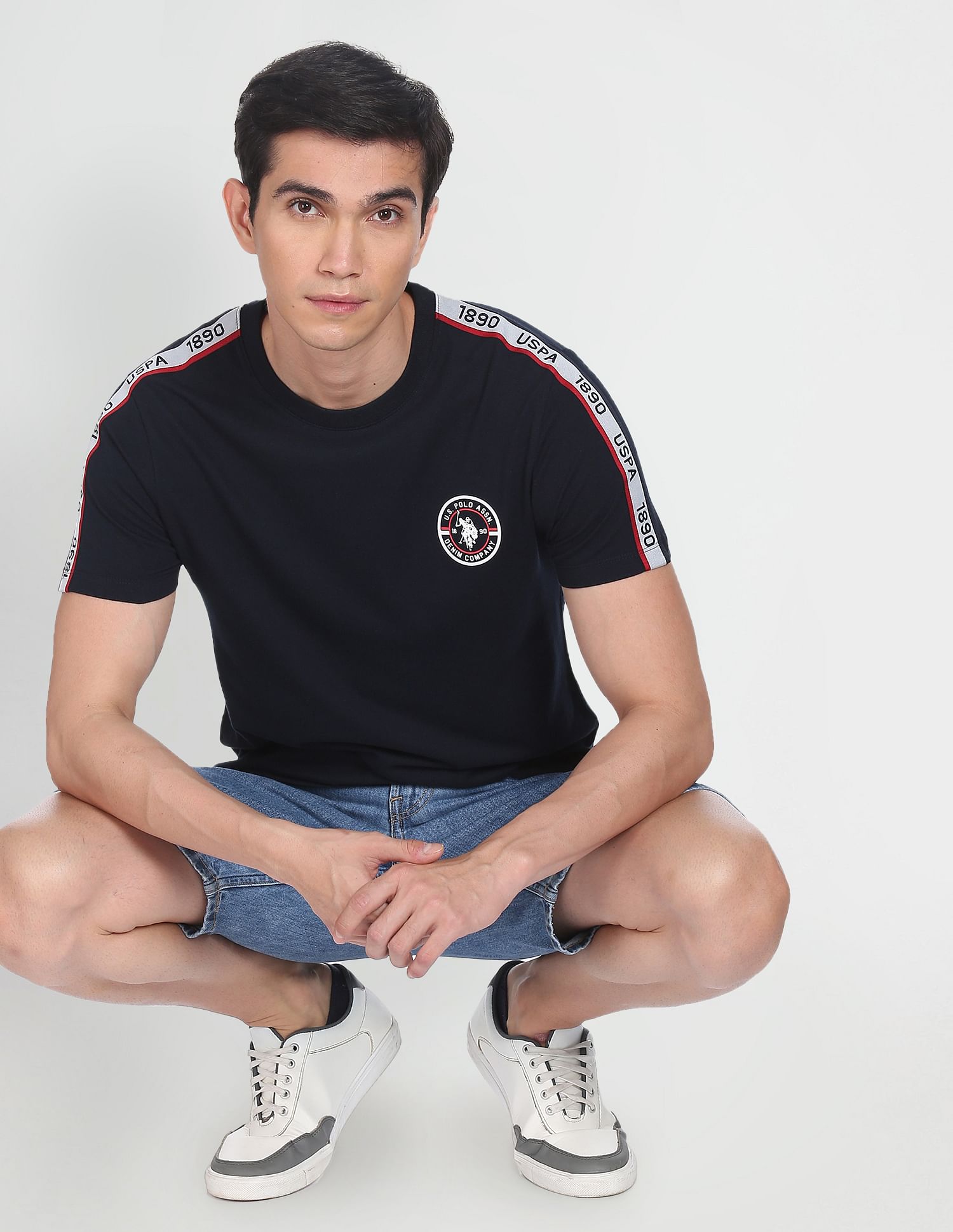 Brand Tape Pure Cotton Solid T-Shirt Navy - U.S. POLO ASSN. | Large