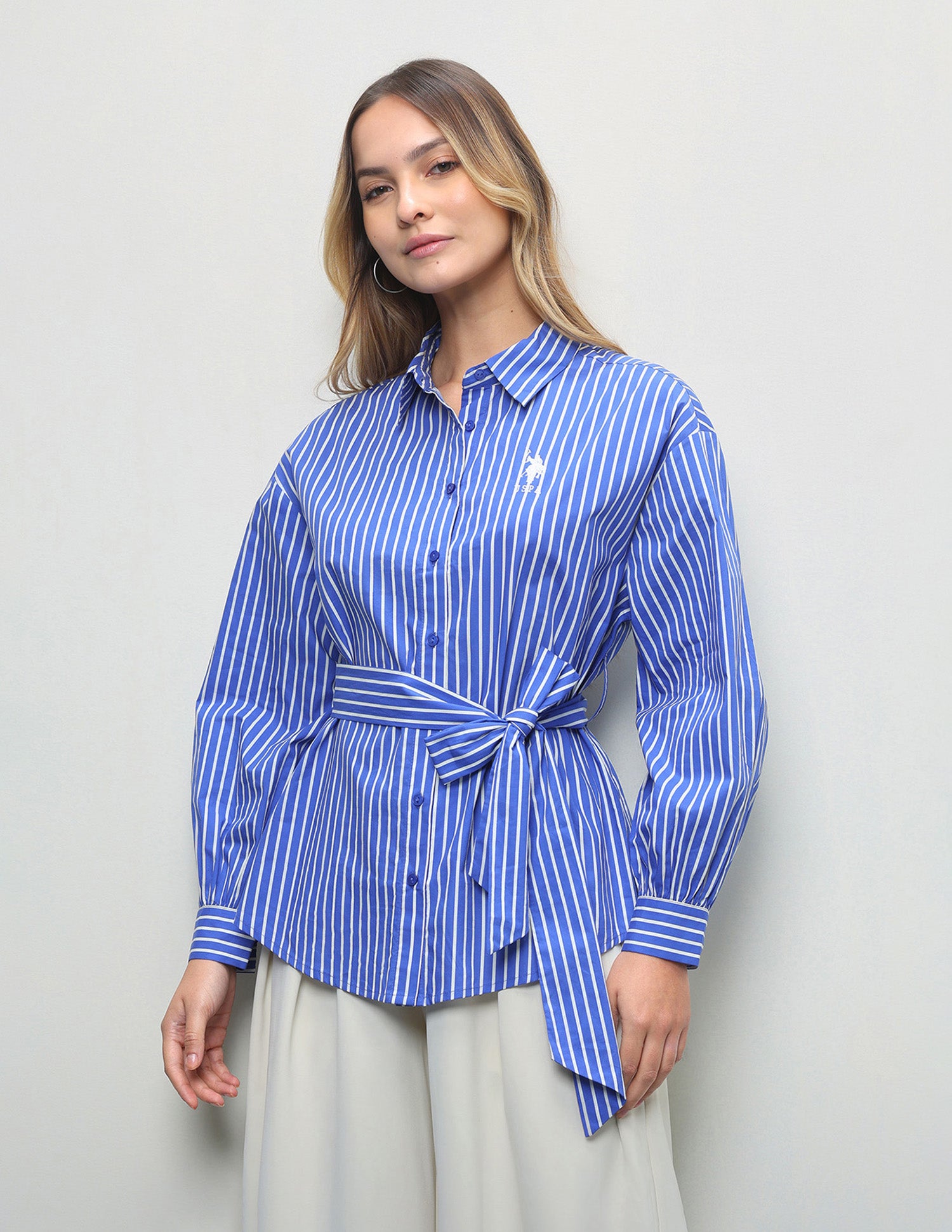 Vertical Striped Regular Fit Shirt Blue - U.S. Polo Assn. India | Large