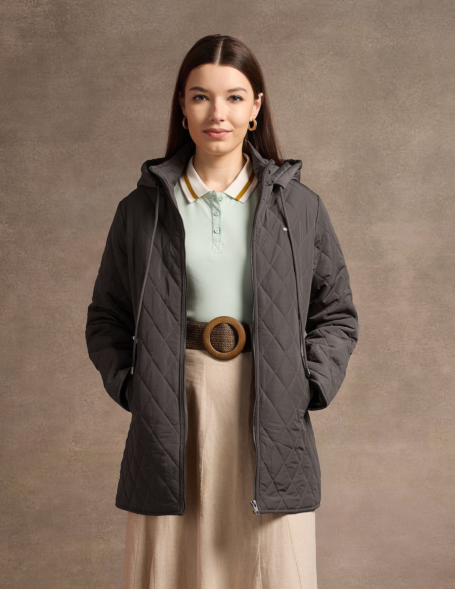 Hooded Longline Quilted Jacket