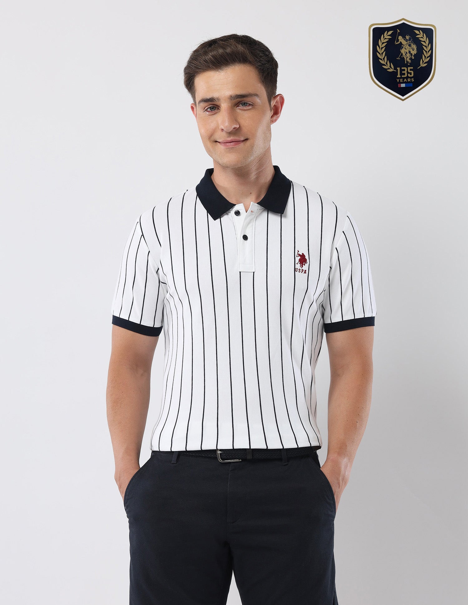 Vertical Striped 135 Anniversary Polo Shirt