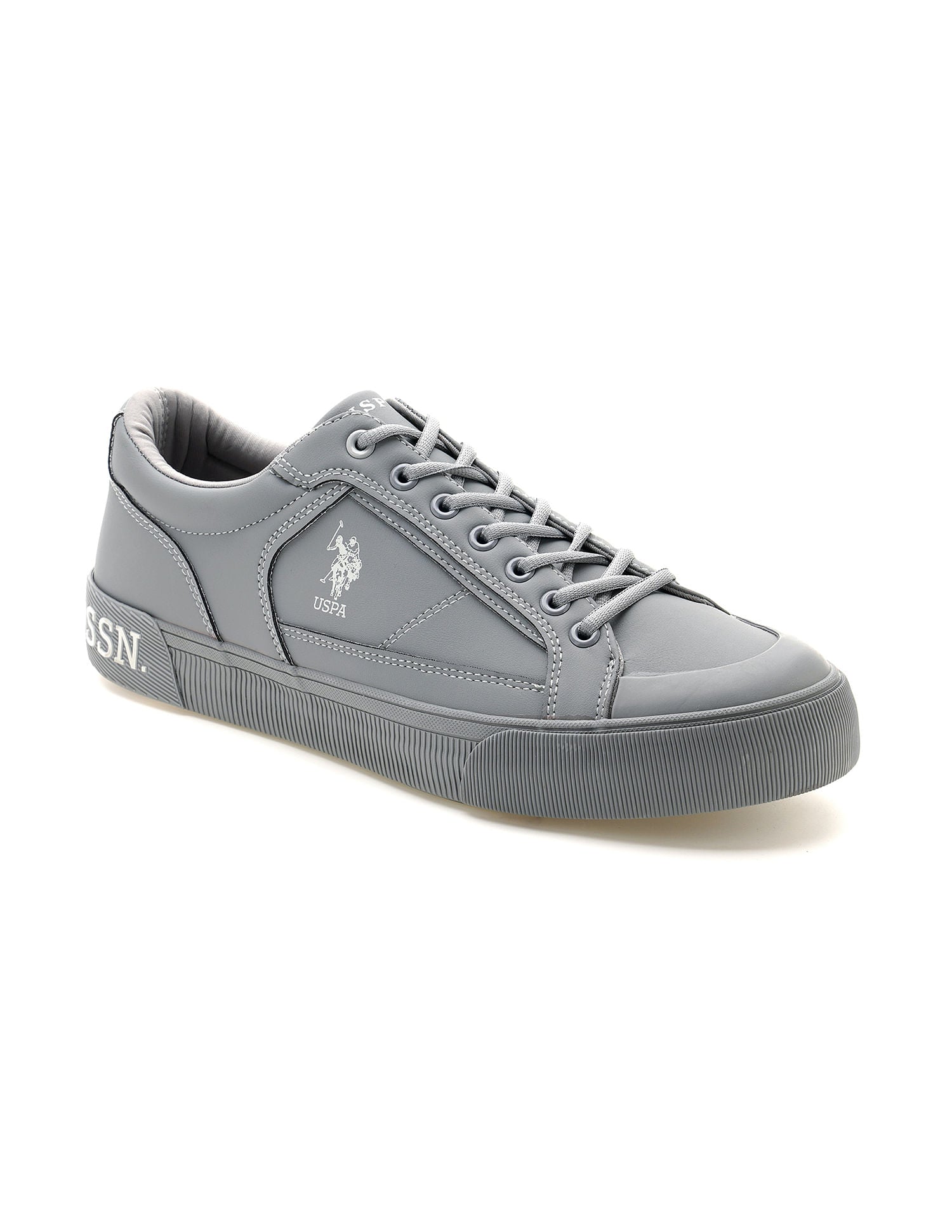 Men Round Toe Lace Up Ruben Sneakers Grey - U.S. Polo Assn. India | Large