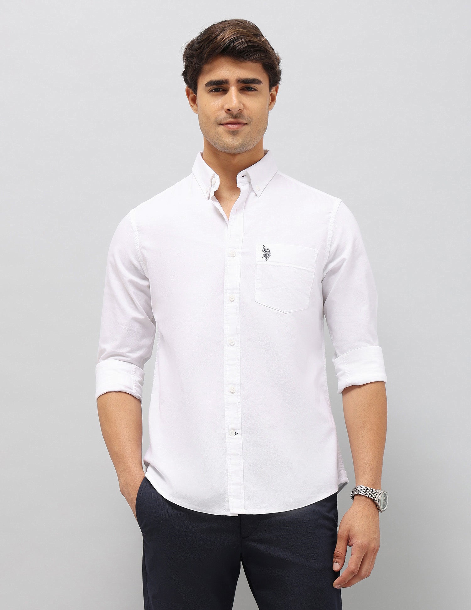 Oxford Tailored Fit Shirt White - U.S. Polo Assn. India | Large