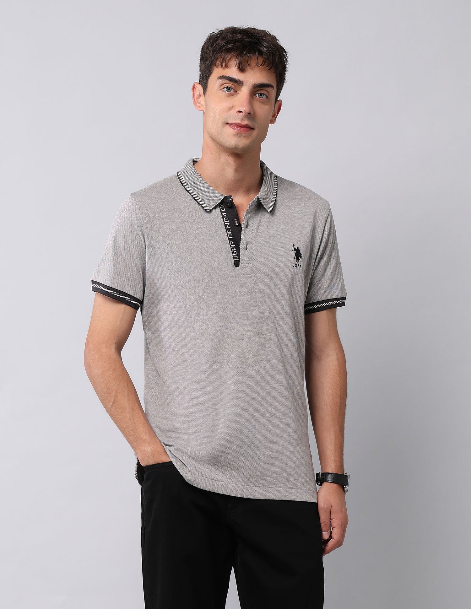Textured Slim Fit Polo Shirt