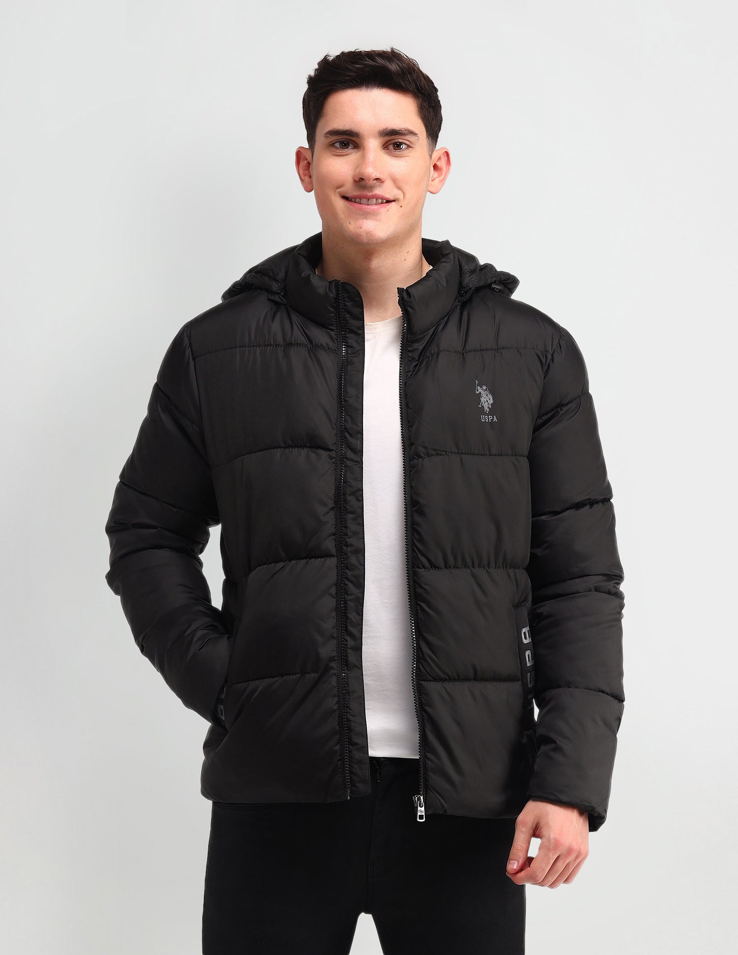 Solid Hooded Puffer Jacket