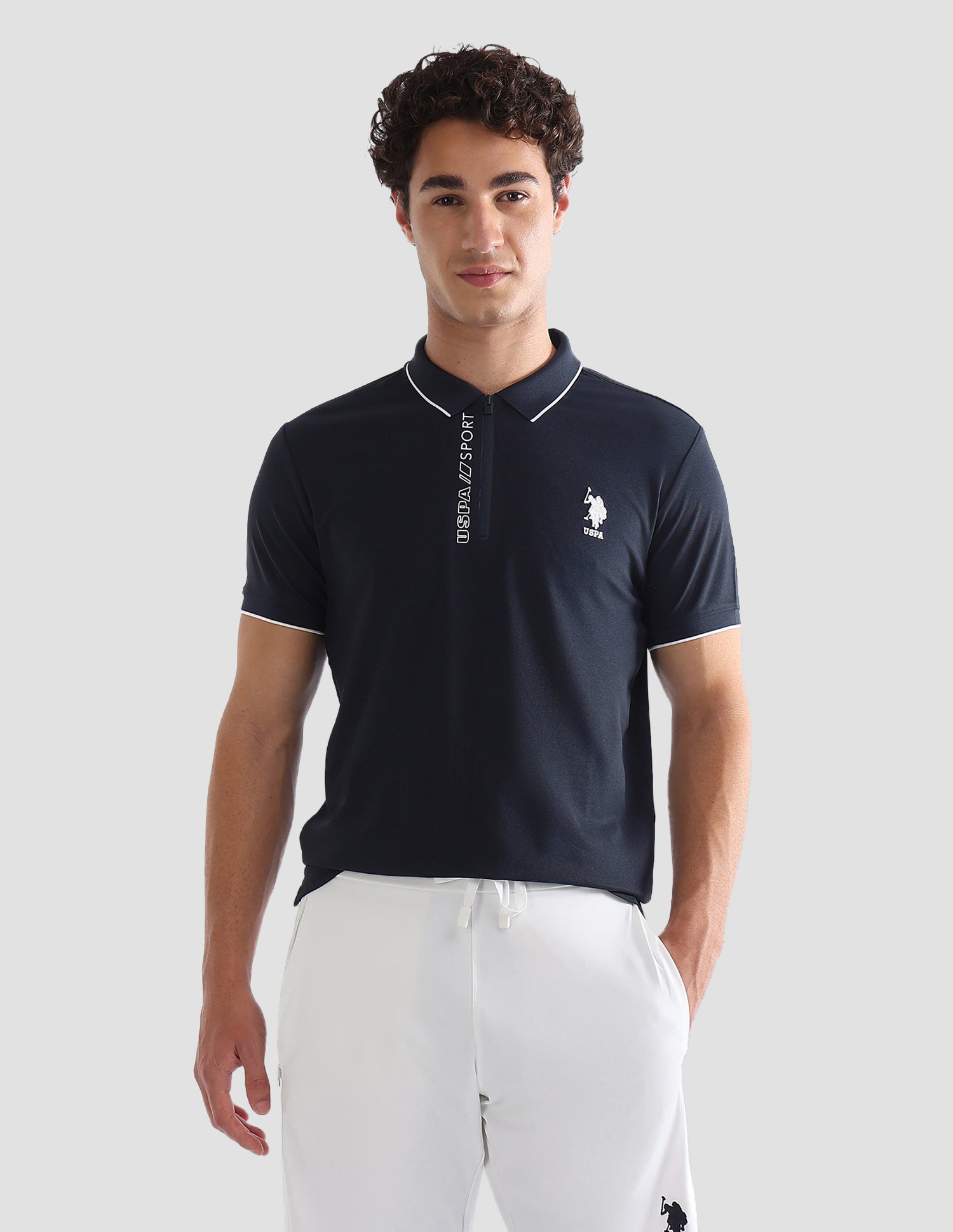Solid Slim Fit Active Polo Shirt Teal - U.S. Polo Assn. India | Large