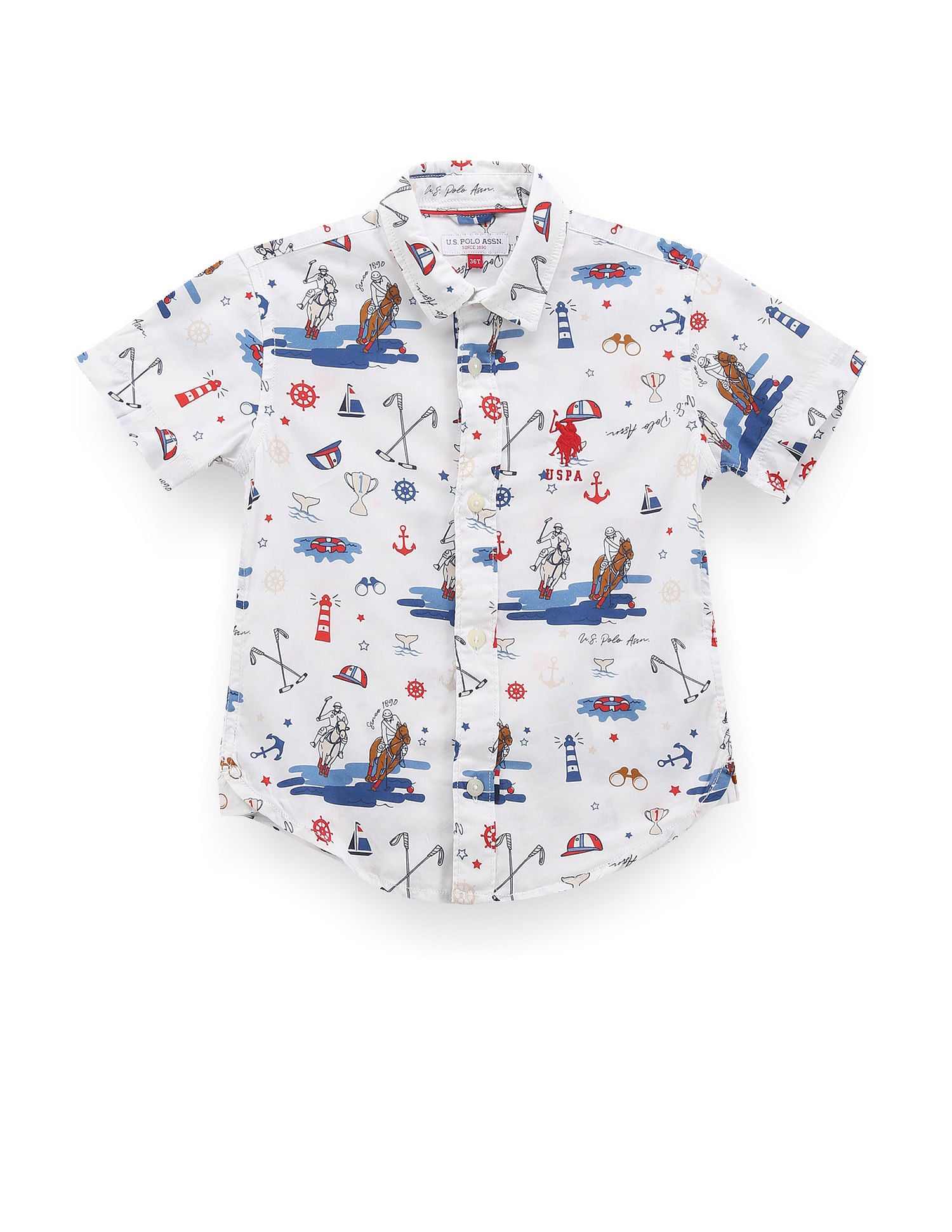 Boys Spread Collar Graphic Print Shirt