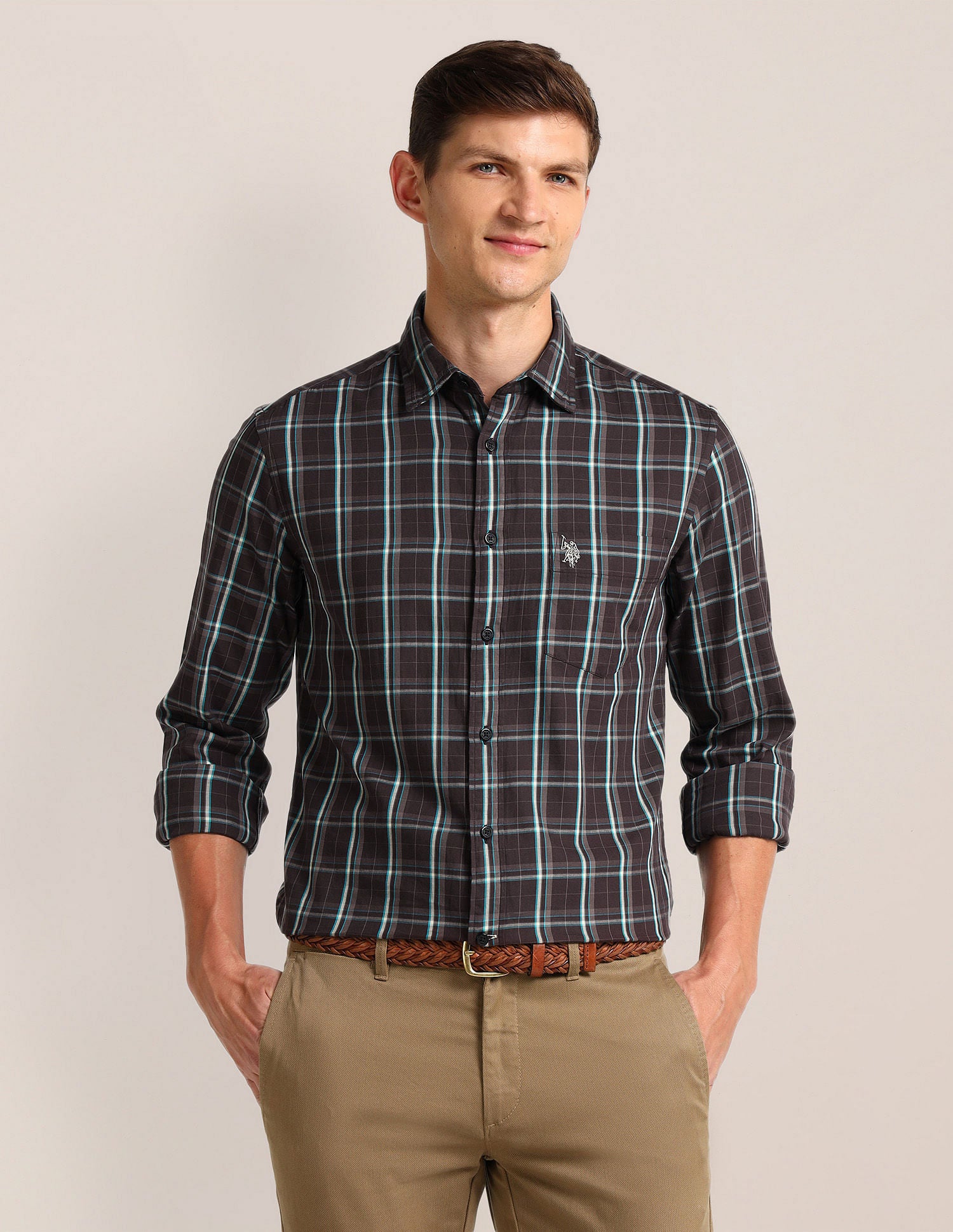 Tartan Checked Regular Fit Shirt Maroon - U.S. Polo Assn. India | Large