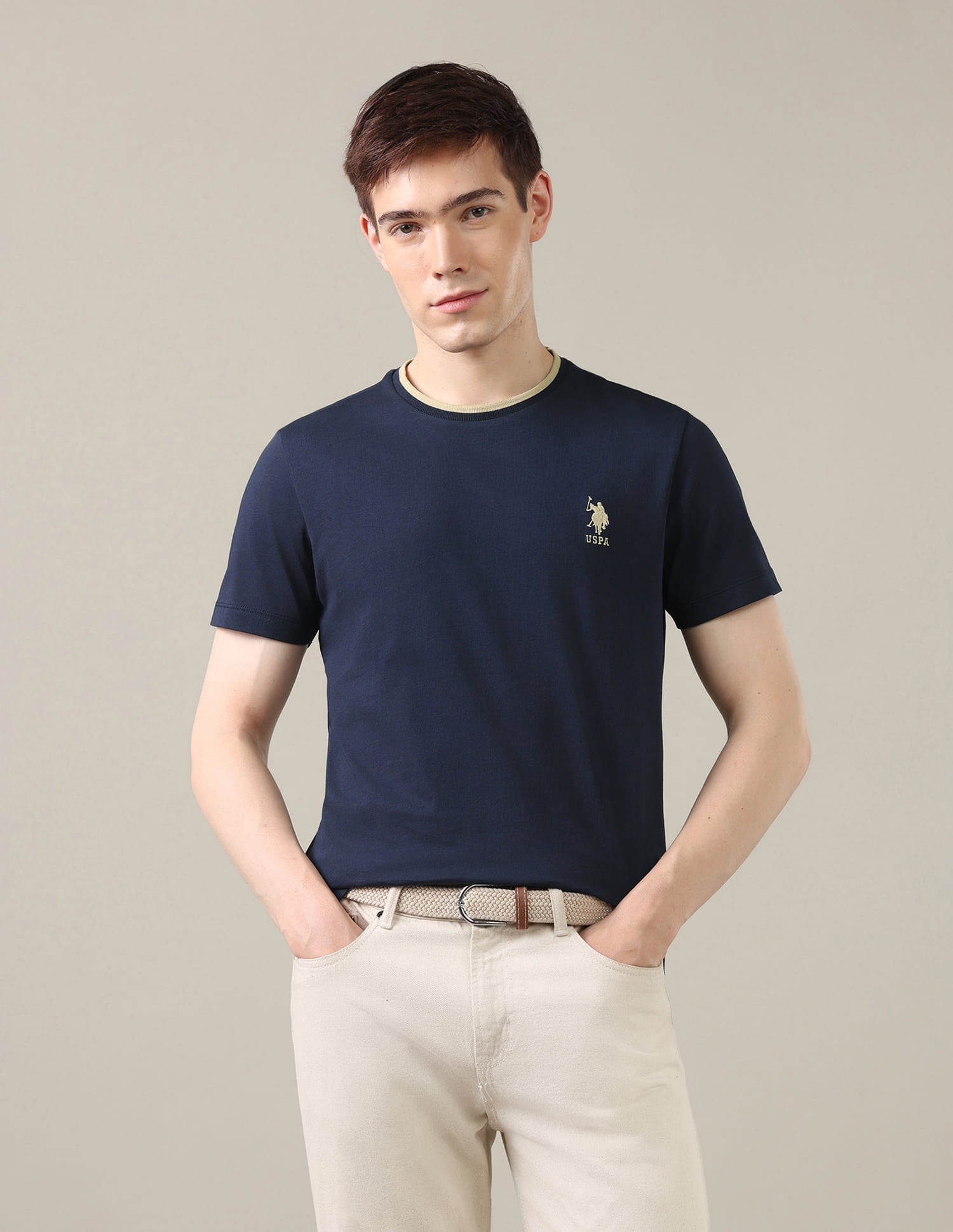 Solid Regular Fit T-Shirt Blue - U.S. Polo Assn. India | Large
