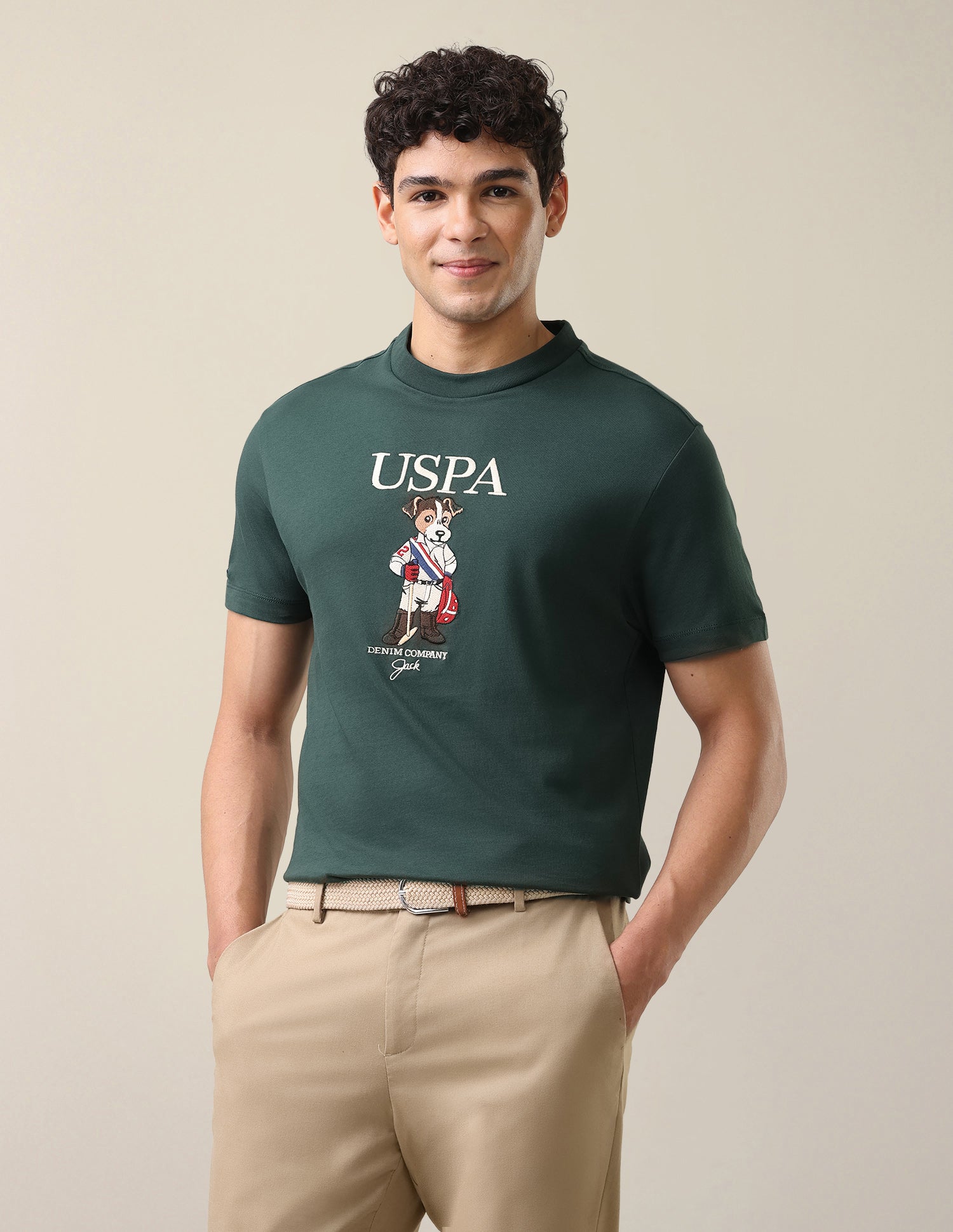 Graphic Brand Printed Slim Fit T-Shirt Dark Green - U.S. Polo Assn. India | Large