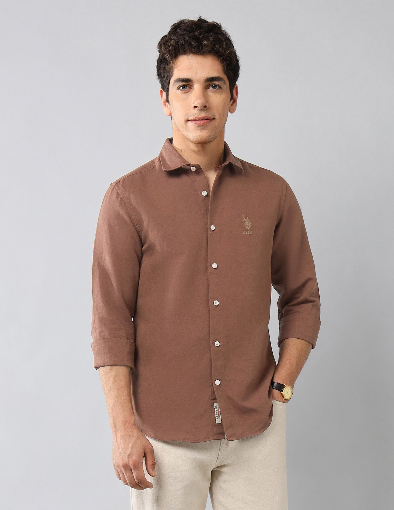 Solid Regular Fit Shirt Rust - U.S. Polo Assn. India | Large