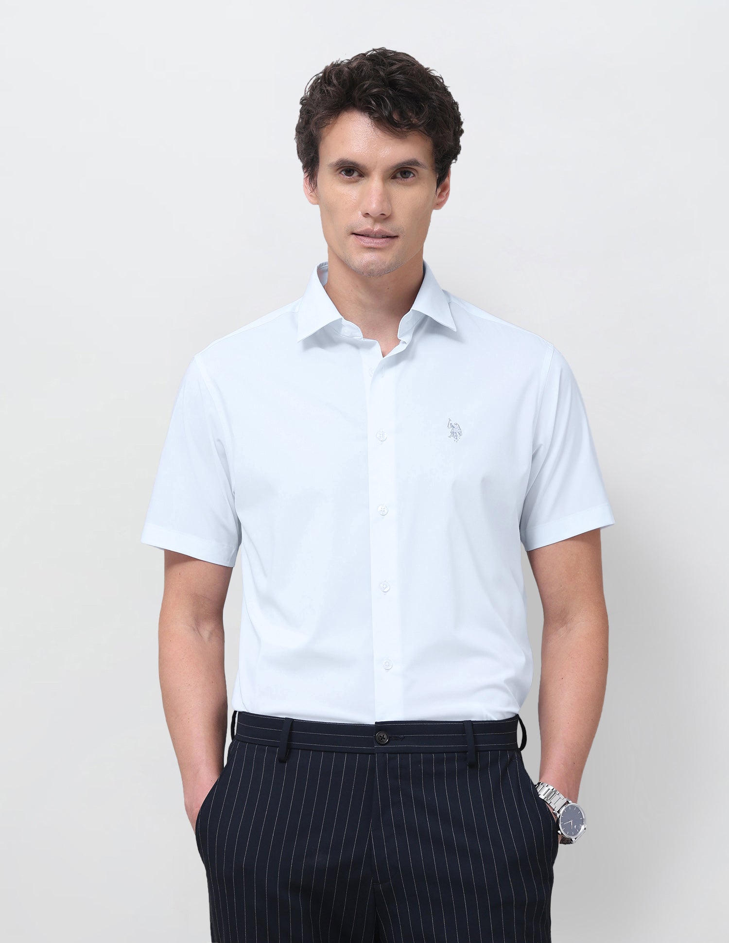 Solid Regular Fit Shirt Light Blue - U.S. Polo Assn. India | Large