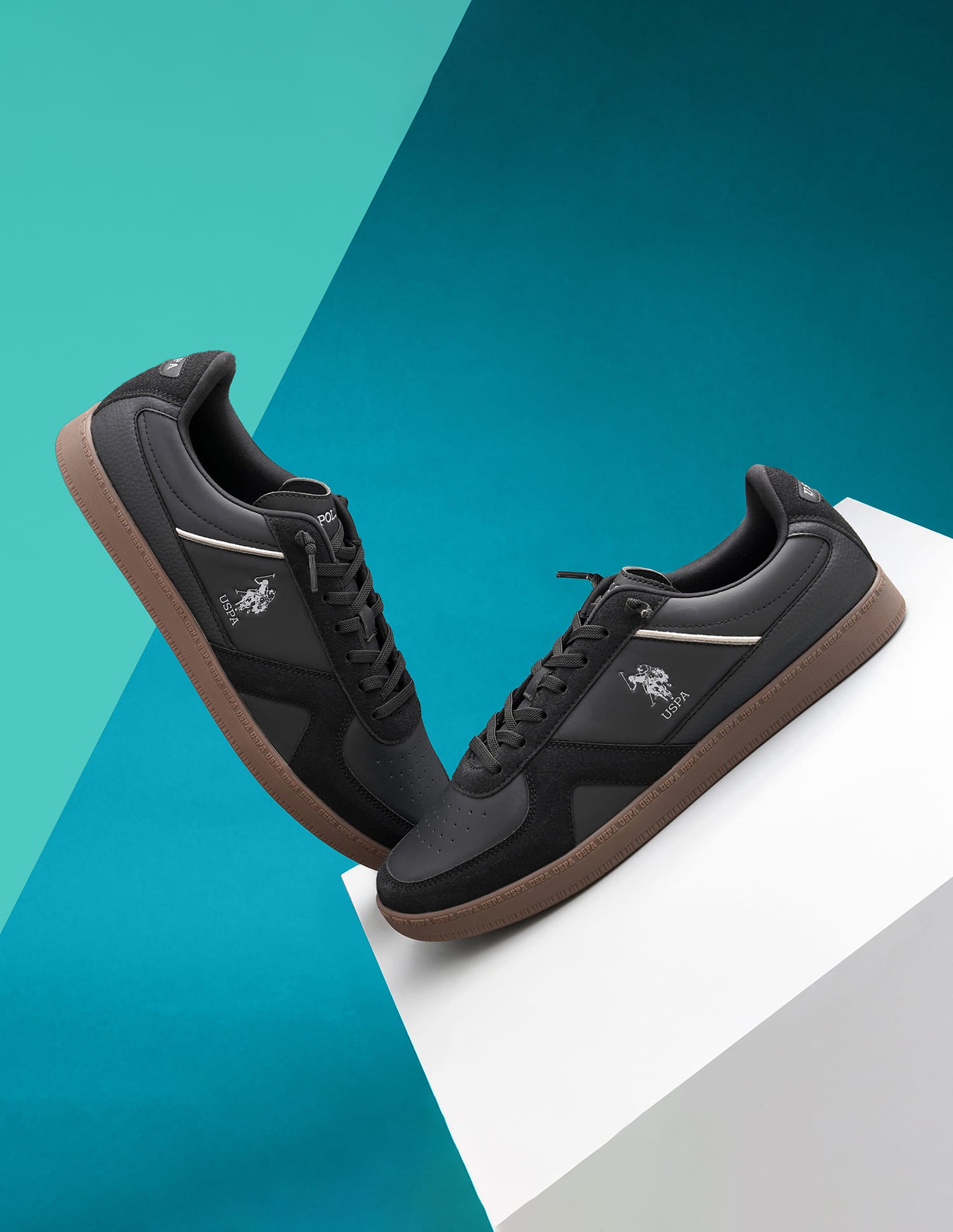 Men Jorge Solid Sneakers Black - U.S. Polo Assn. India | Large