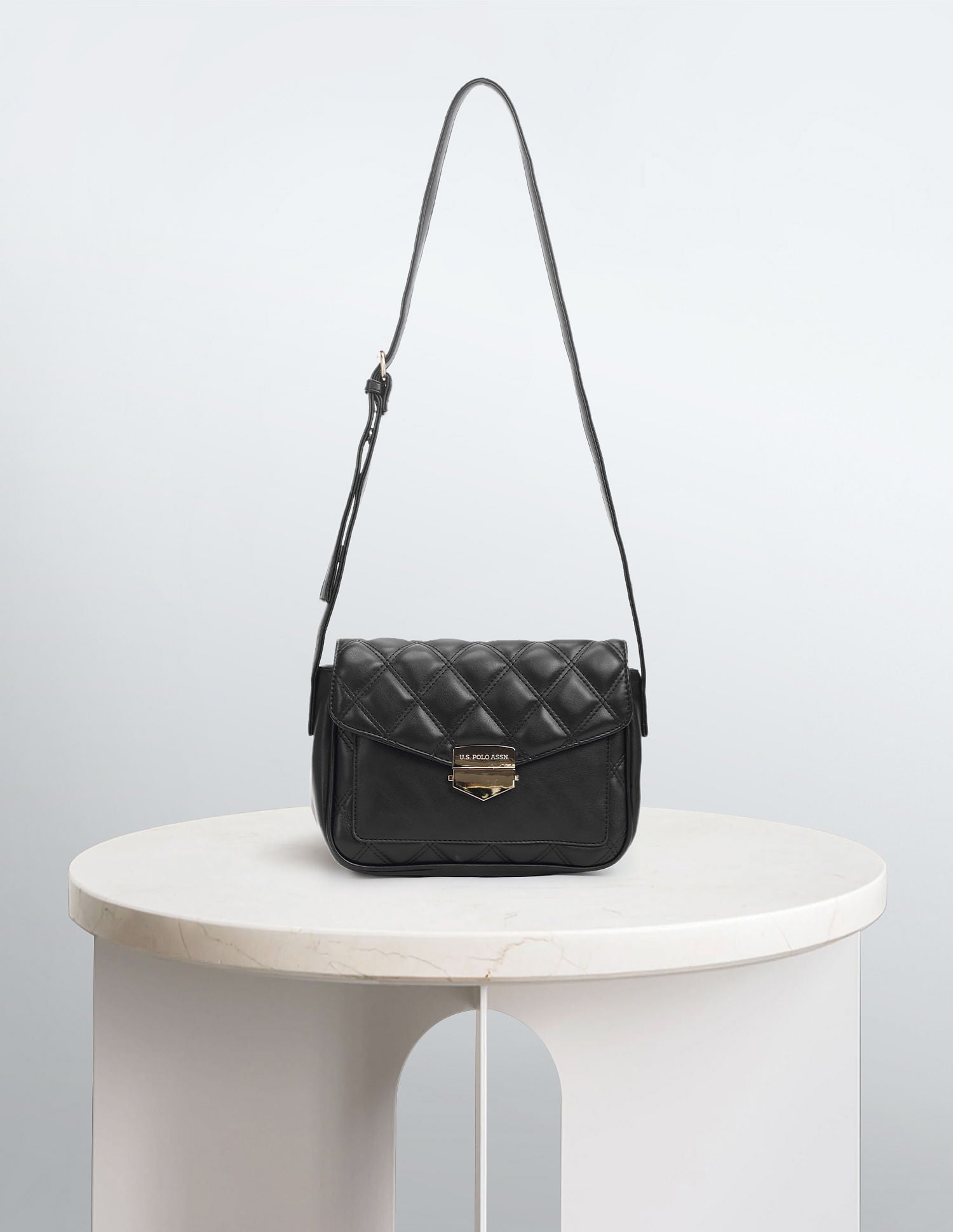 Metallic Tuck Lock Quilted Sling Bag