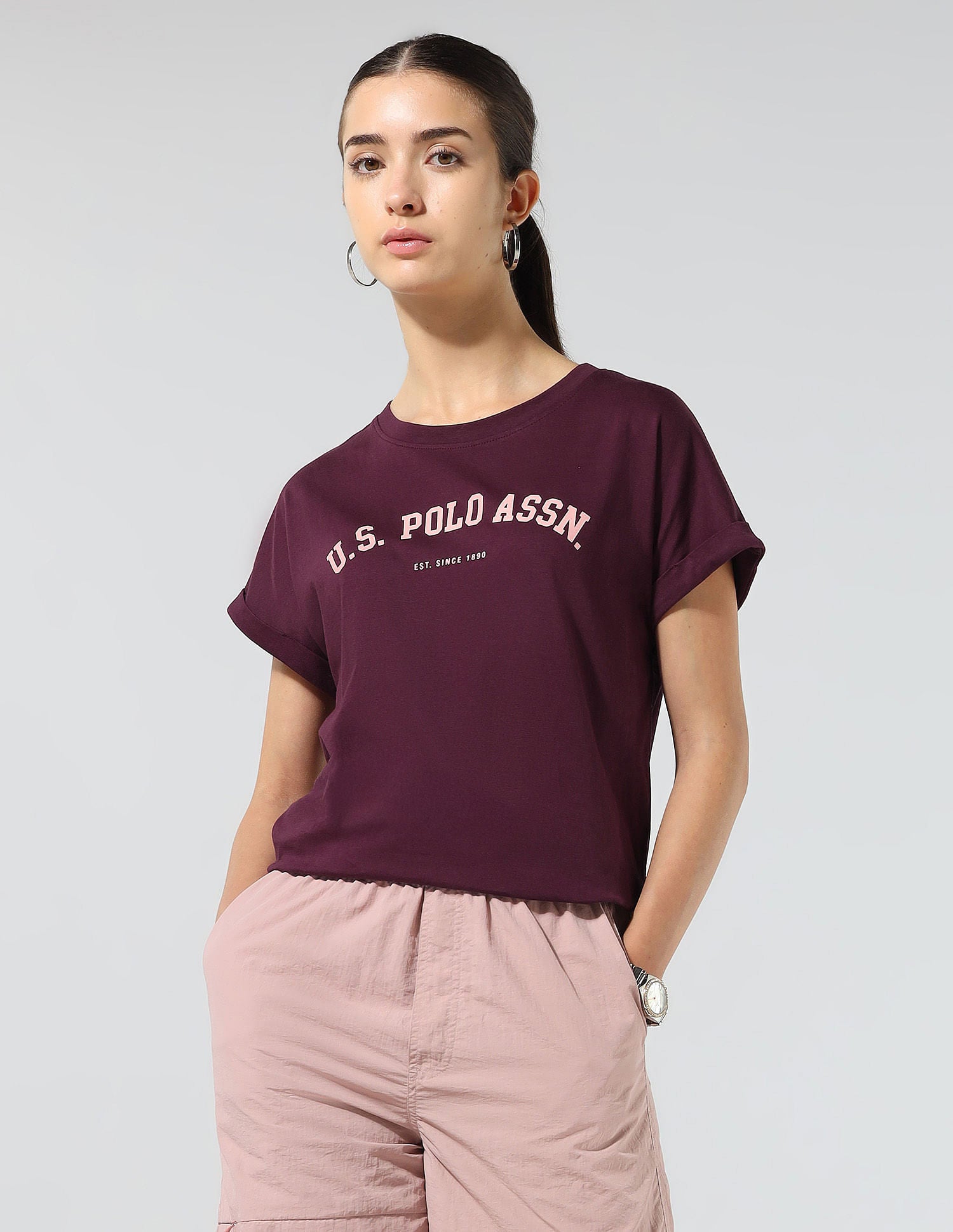 Regular Fit Brand Printed Lounge T-Shirt Maroon - U.S. POLO ASSN. | Large