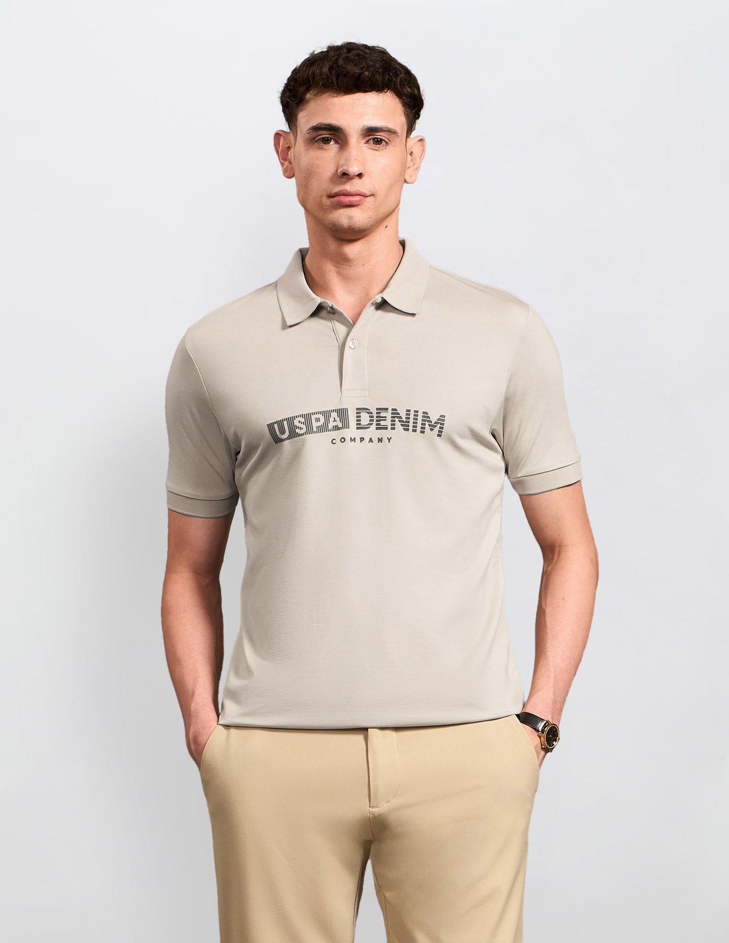 Brand Embossed Black & Gold Polo Shirt