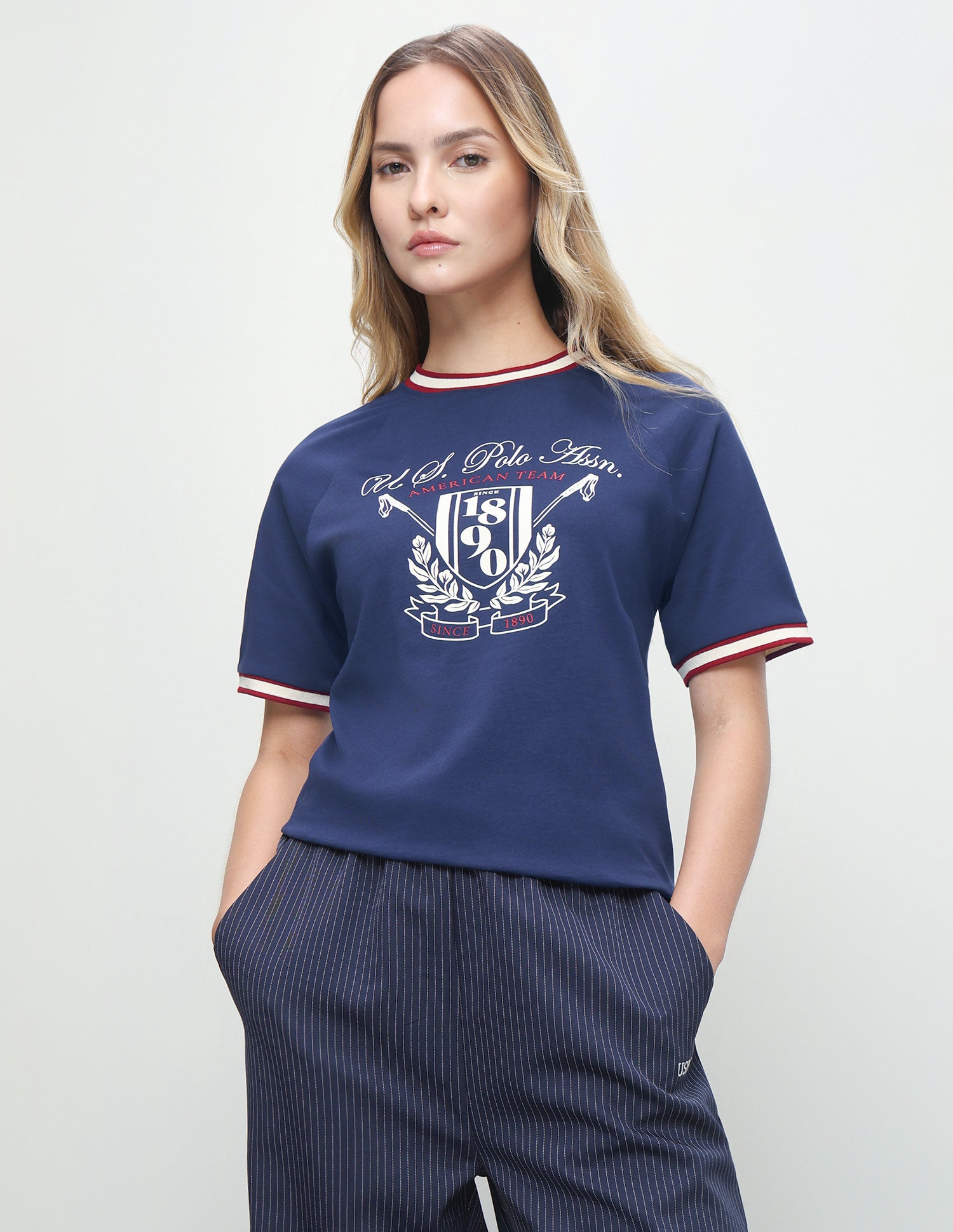 Graphic Brand Printed Boxy Fit T-Shirt Dark Blue - U.S. Polo Assn. India | Large