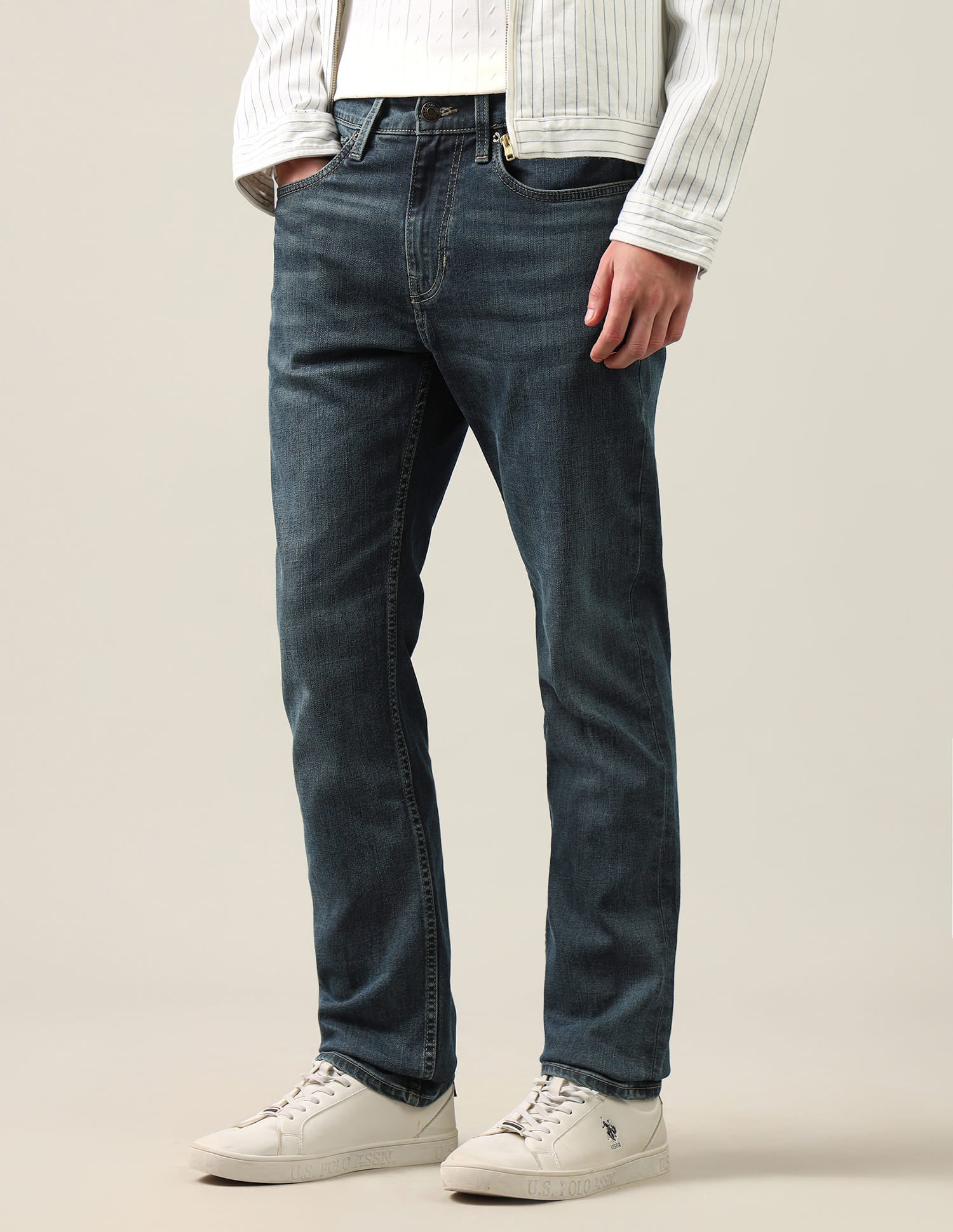 Harold Slim Straight Fit Blue Jeans Blue - U.S. Polo Assn. India | Large