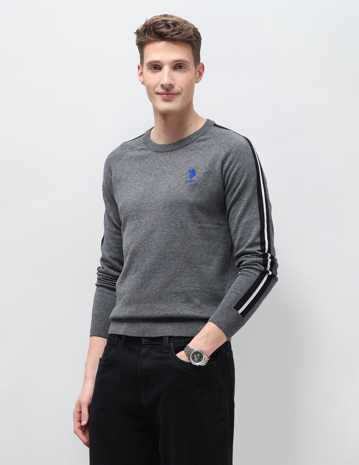 Heathered Regular Fit Sweater Beige - U.S. Polo Assn. India | Large