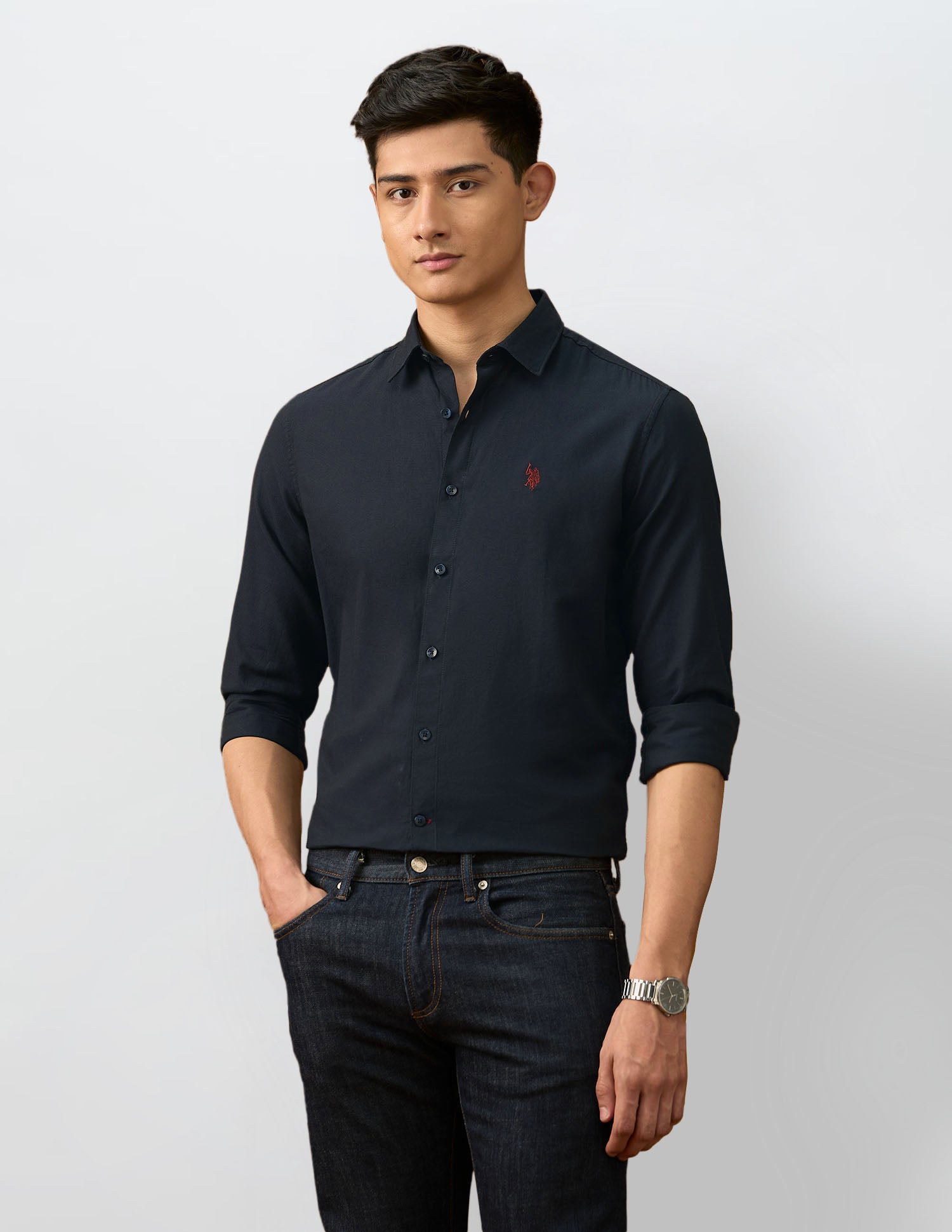 Textured Dobby Varsity Shirt