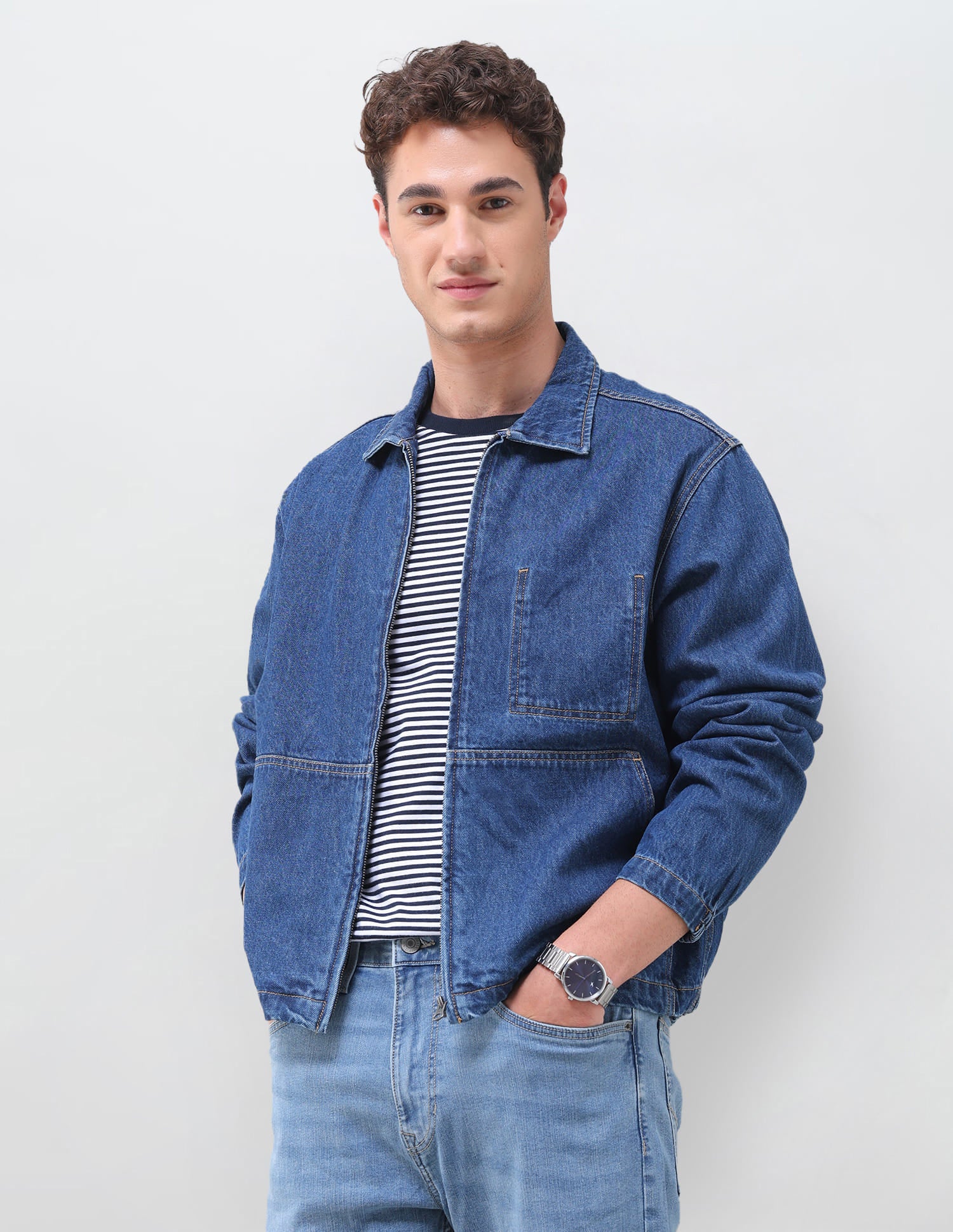 Solid Regular Fit Denim Jacket Indigo - U.S. Polo Assn. India | Large