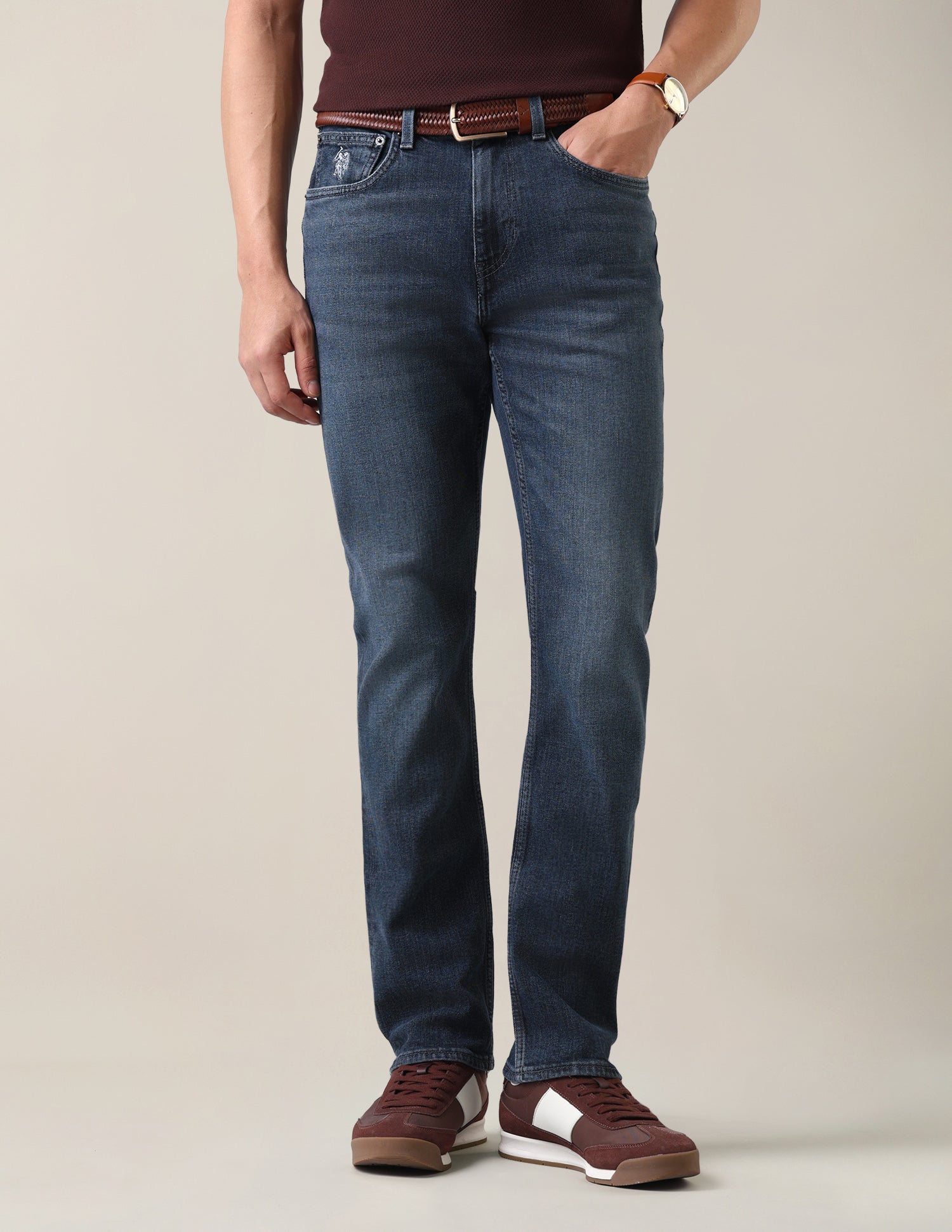 Harold Slim Straight Fit Blue Jeans Dark Blue - U.S. Polo Assn. India | Large