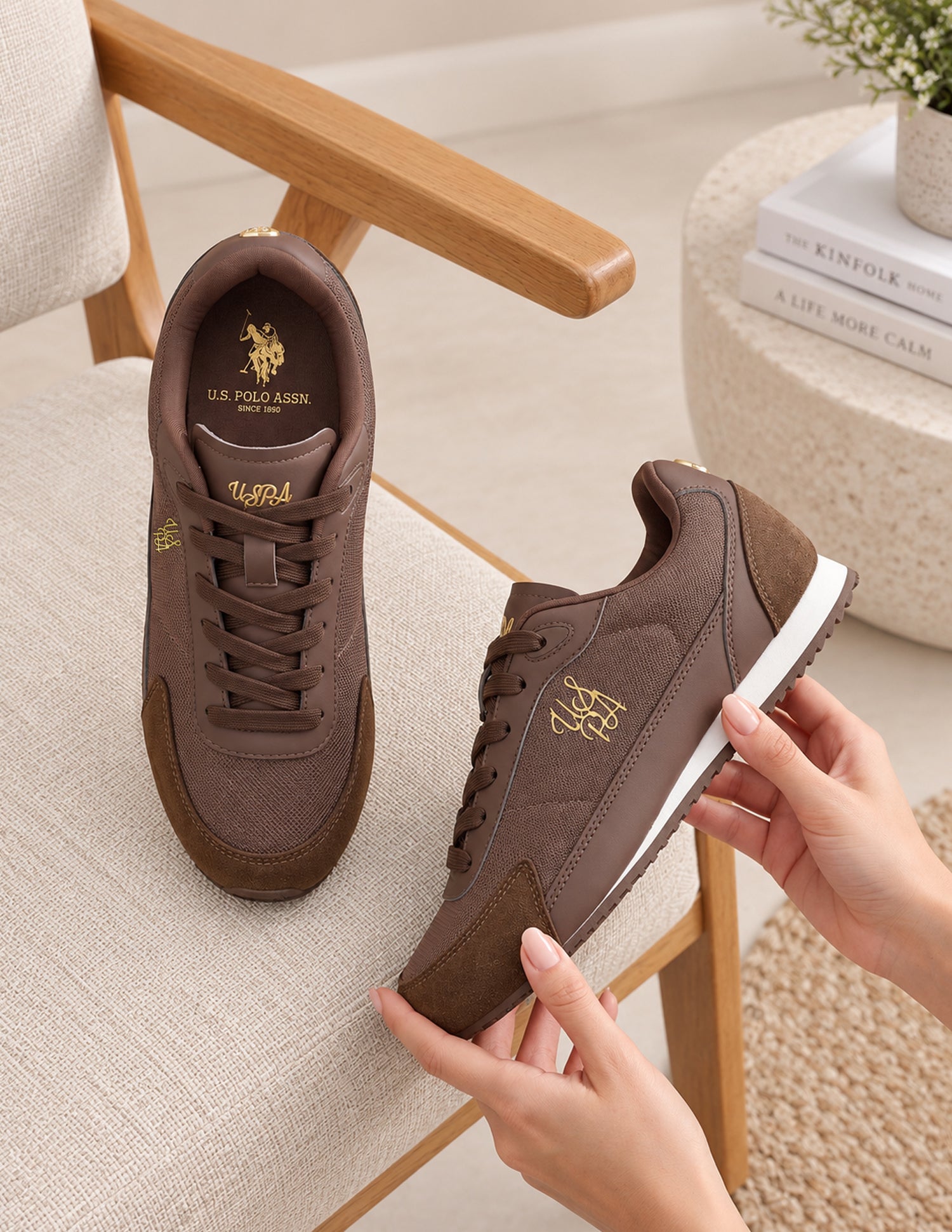 Printed Jimena Sneakers Brown - U.S. Polo Assn. India | Large