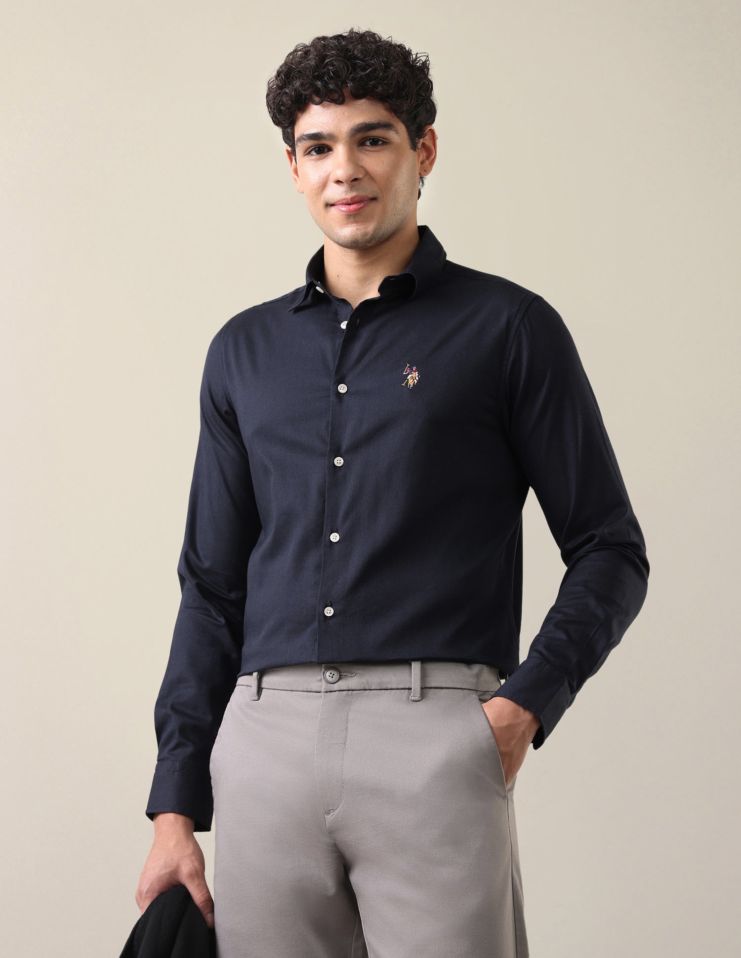 Twill Regular Fit Shirt Navy - U.S. Polo Assn. India | Large
