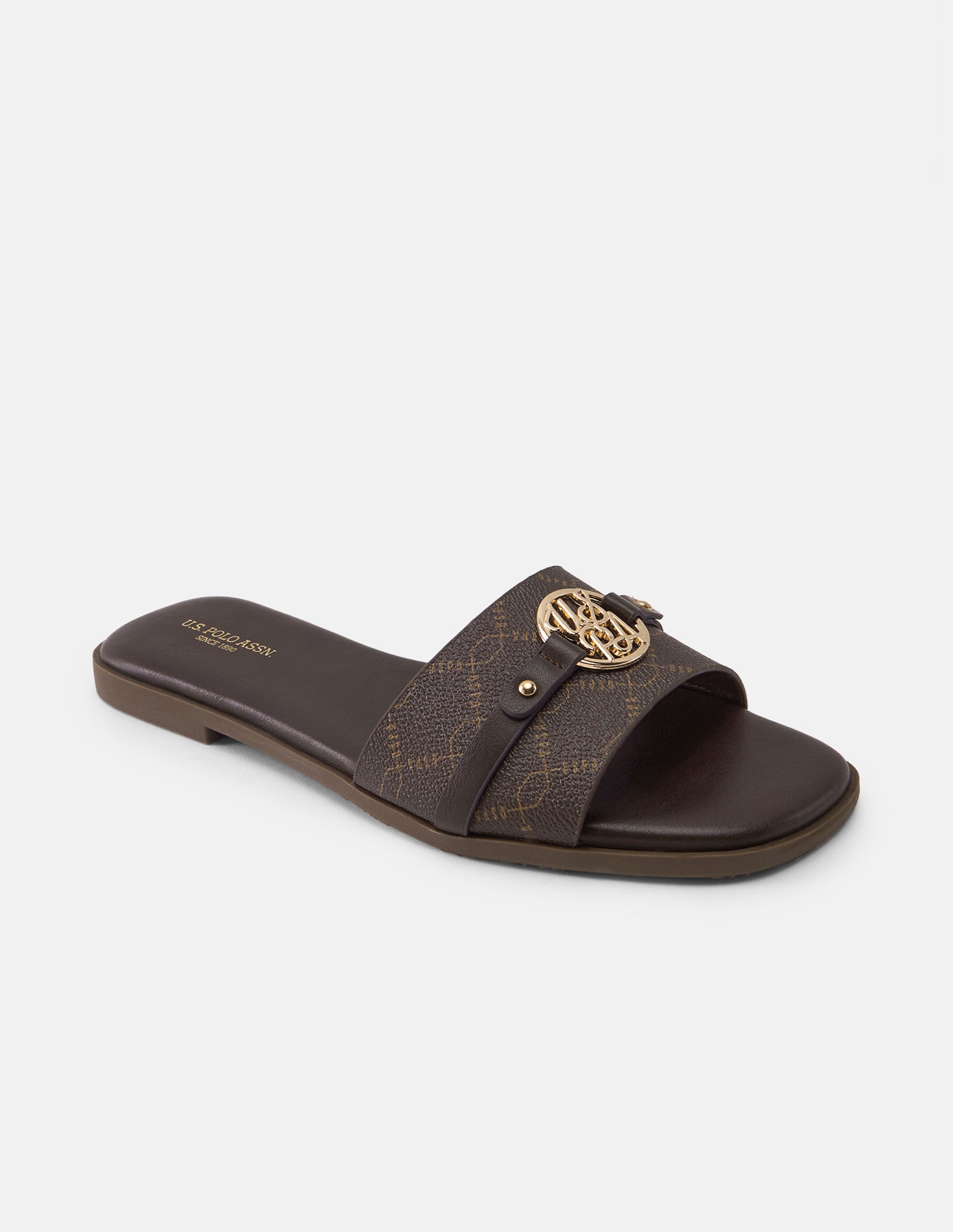 Adara Monogram Sandals Dark Brown - U.S. Polo Assn. India | Large