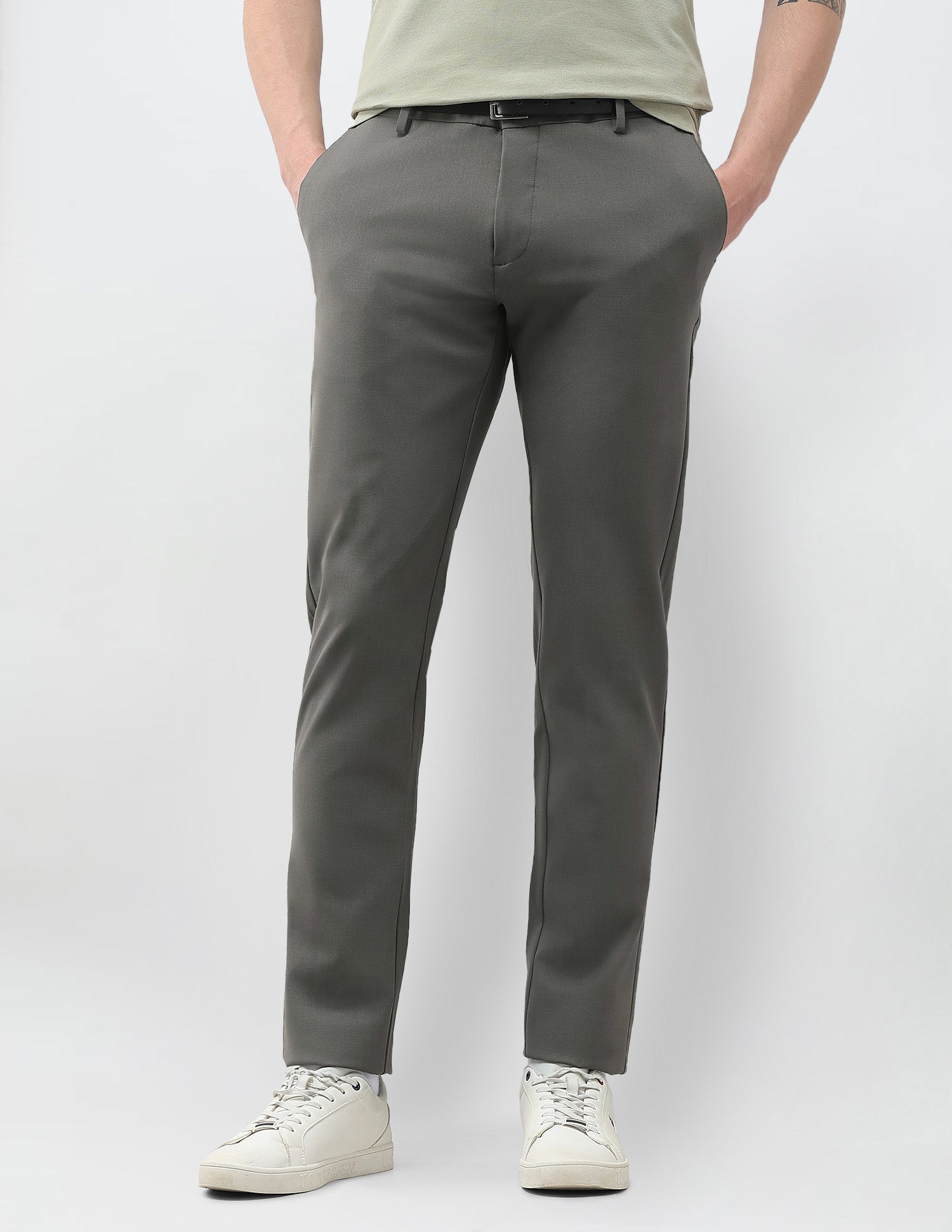 Austin Slim Fit Mid Rise Trousers Mid Green - U.S. Polo Assn. India | Large