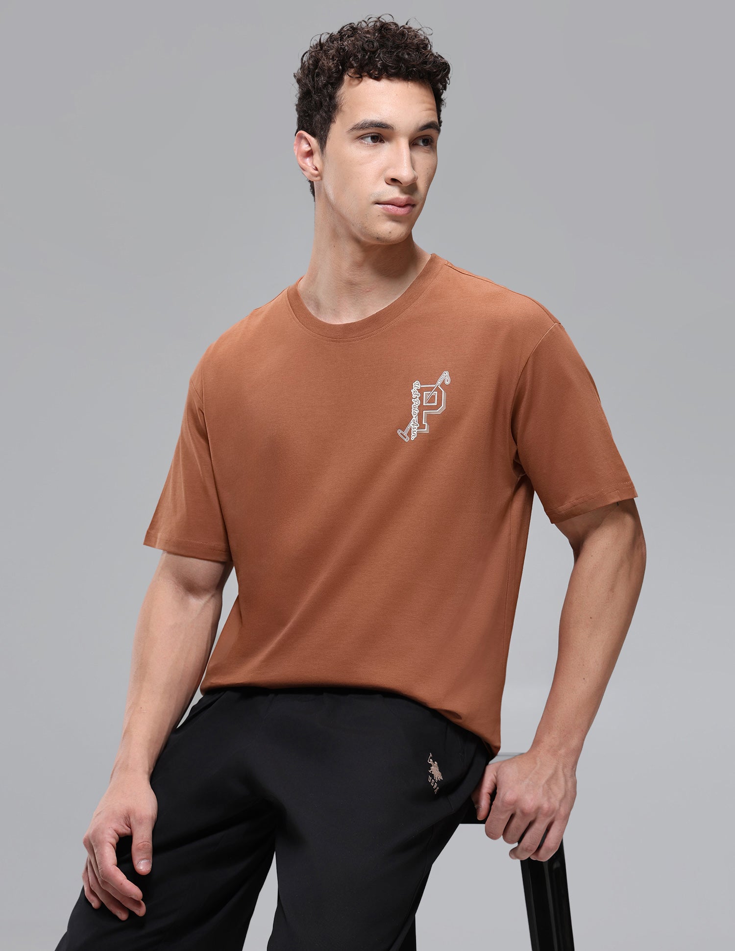 Regular Shape Retention OEE16 Lounge T-Shirt Glazed Ginger - U.S. Polo Assn. India | Large