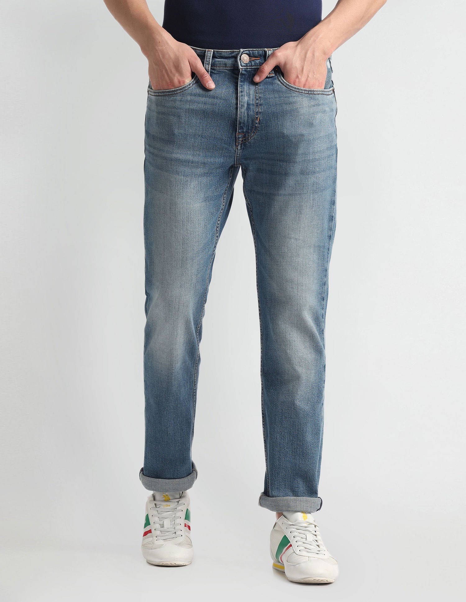 Harold Slim Straight Fit Blue Jeans Blue - U.S. Polo Assn. India | Large