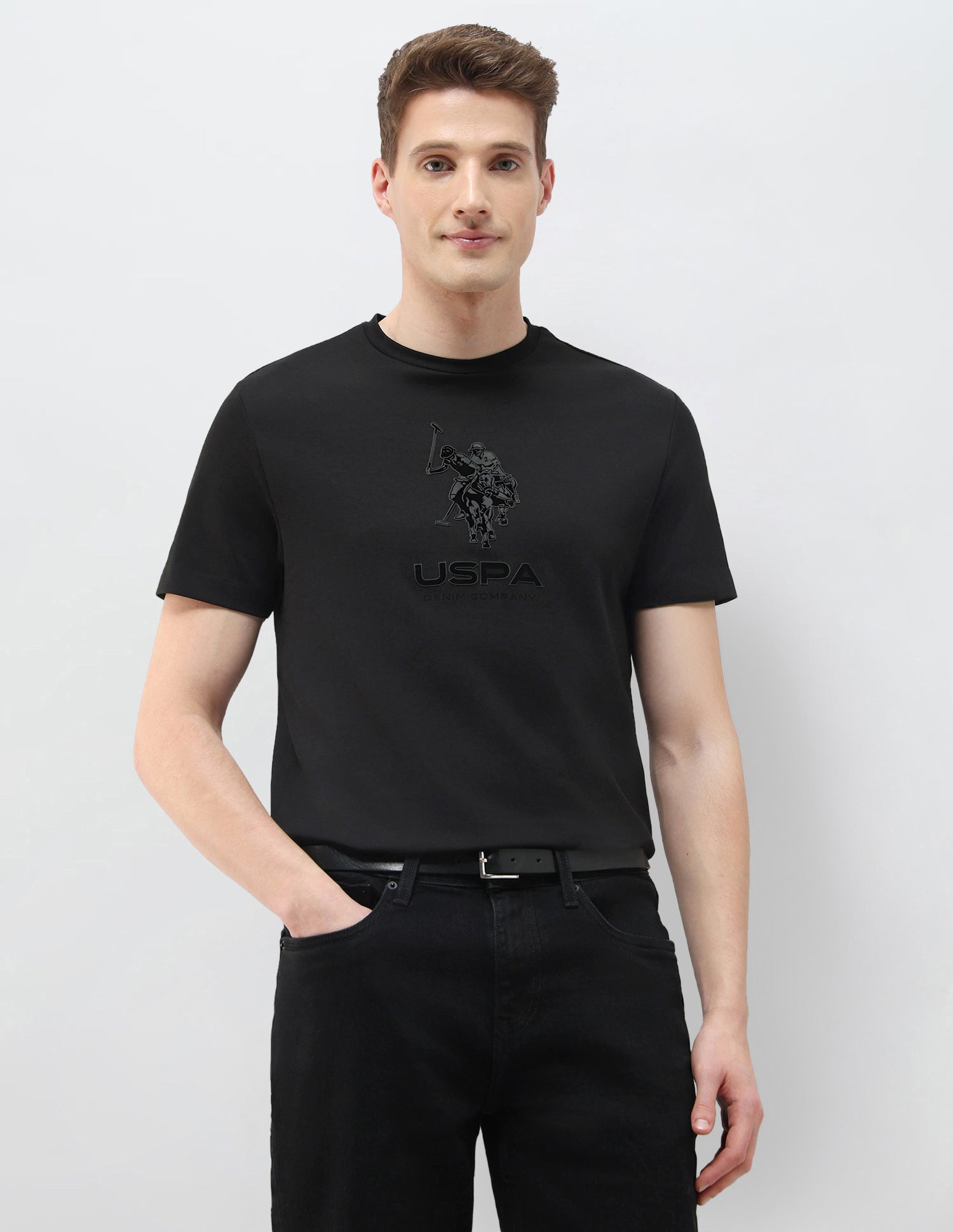 Black & Gold Brand Embossed Slim Fit T-Shirt