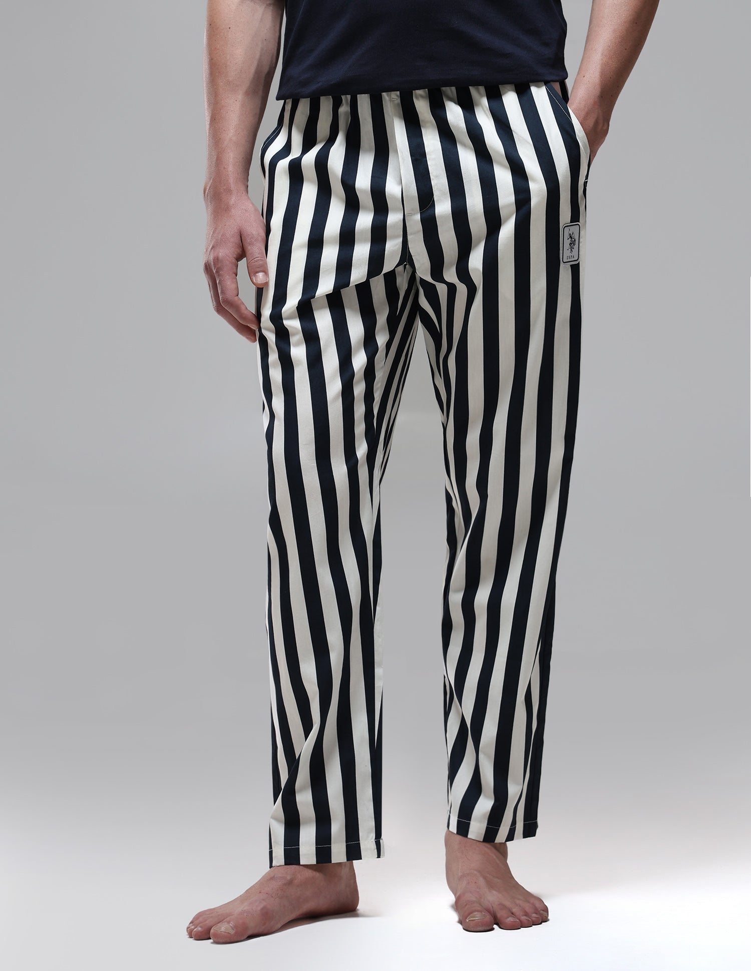 Vertical Striped Mid Rise OELP1 Lounge Pants Navy - U.S. Polo Assn. India | Large