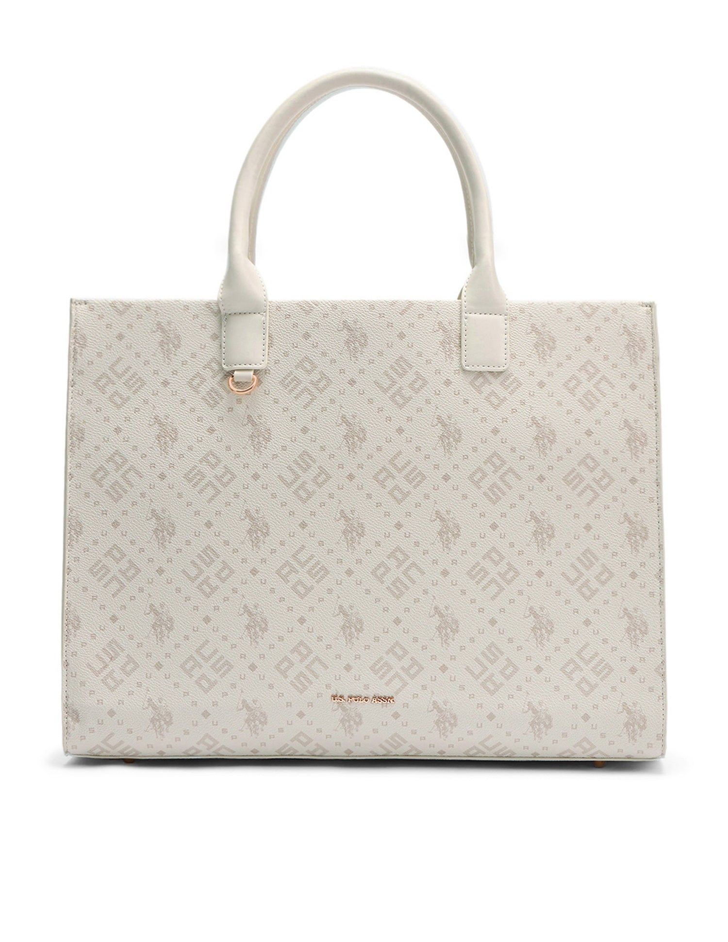 Carmella Brand Printed Tote Bag Off White - U.S. Polo Assn. India | Large