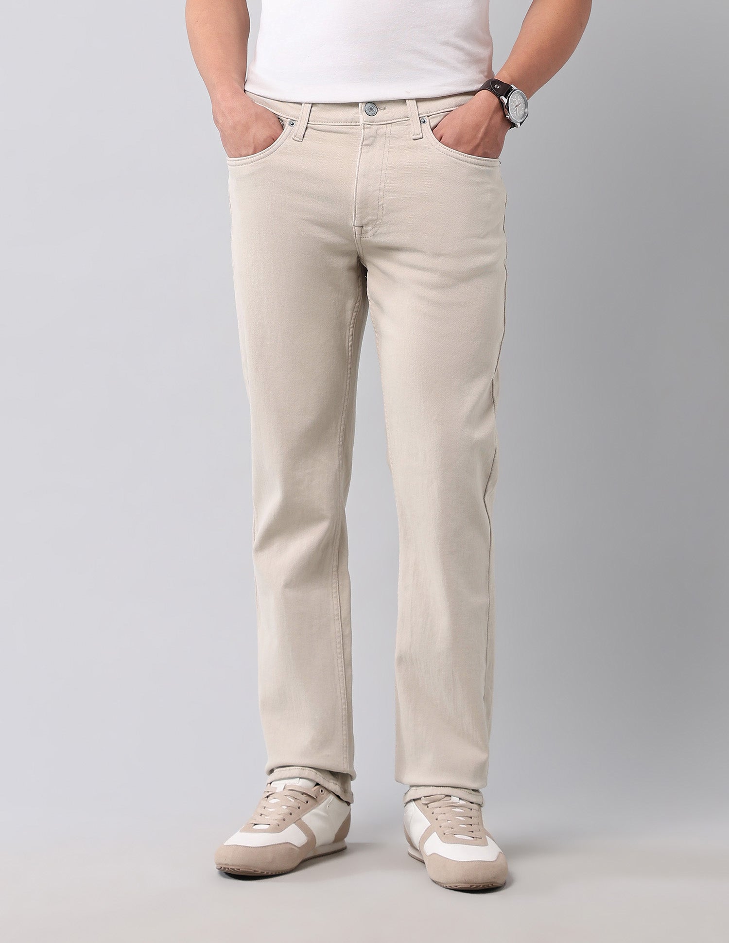 Harold Slim Straight Fit Beige Jeans