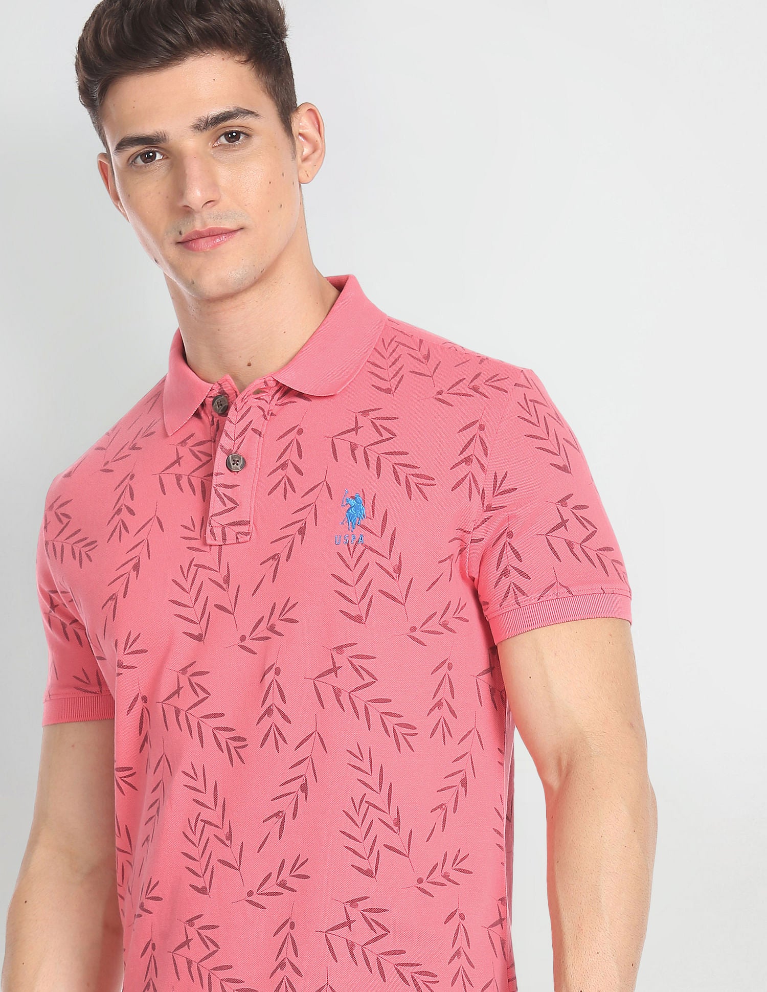 Cotton Floral Print Polo Shirt Pink - U.S. POLO ASSN. | Large
