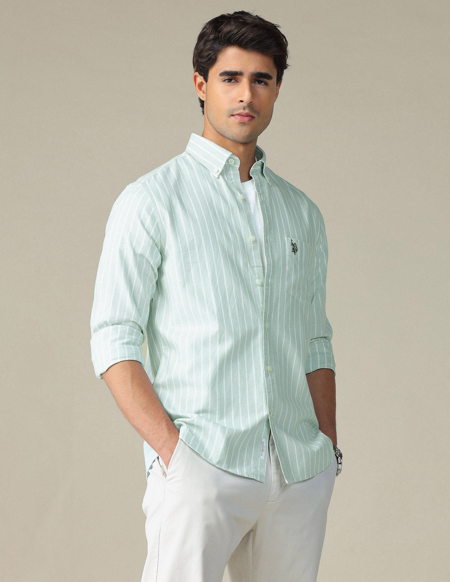 Vertical Striped Button Down Shirt