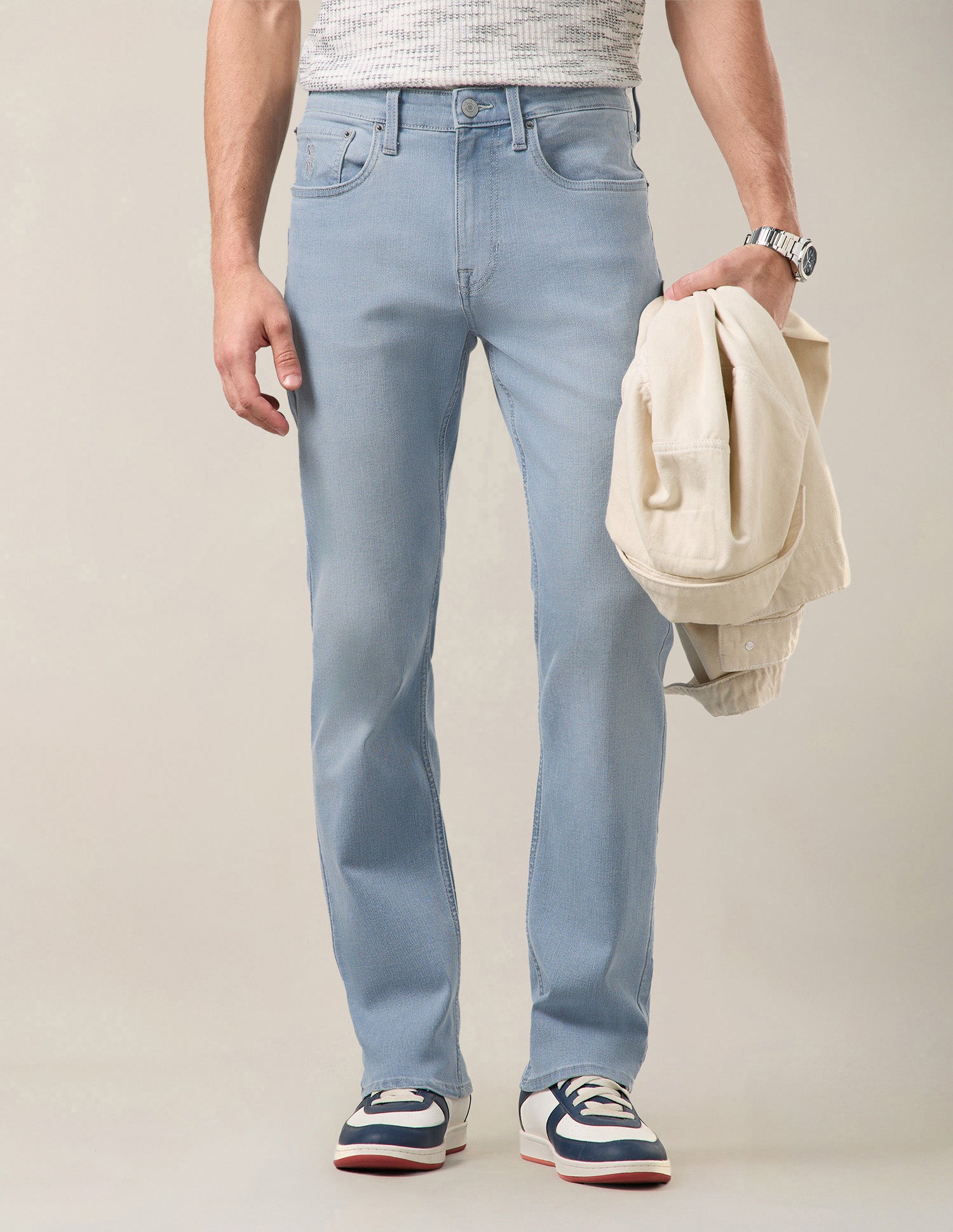 Harold Slim Straight Fit Blue Jeans Light Indigo - U.S. Polo Assn. India | Large