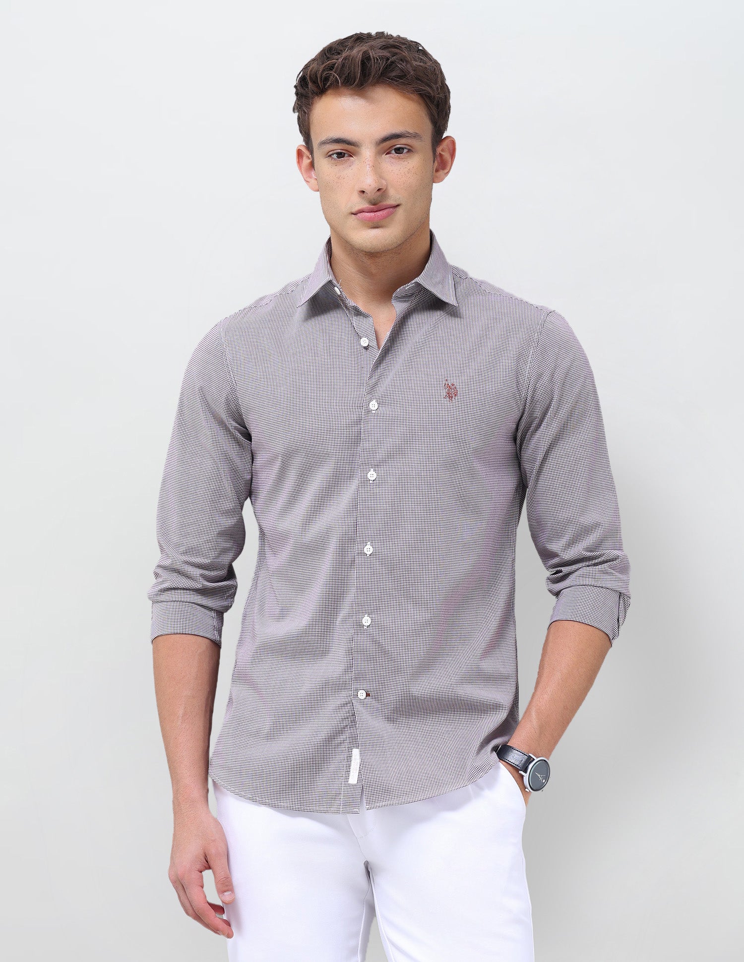 Micro Checked Regular Fit Shirt