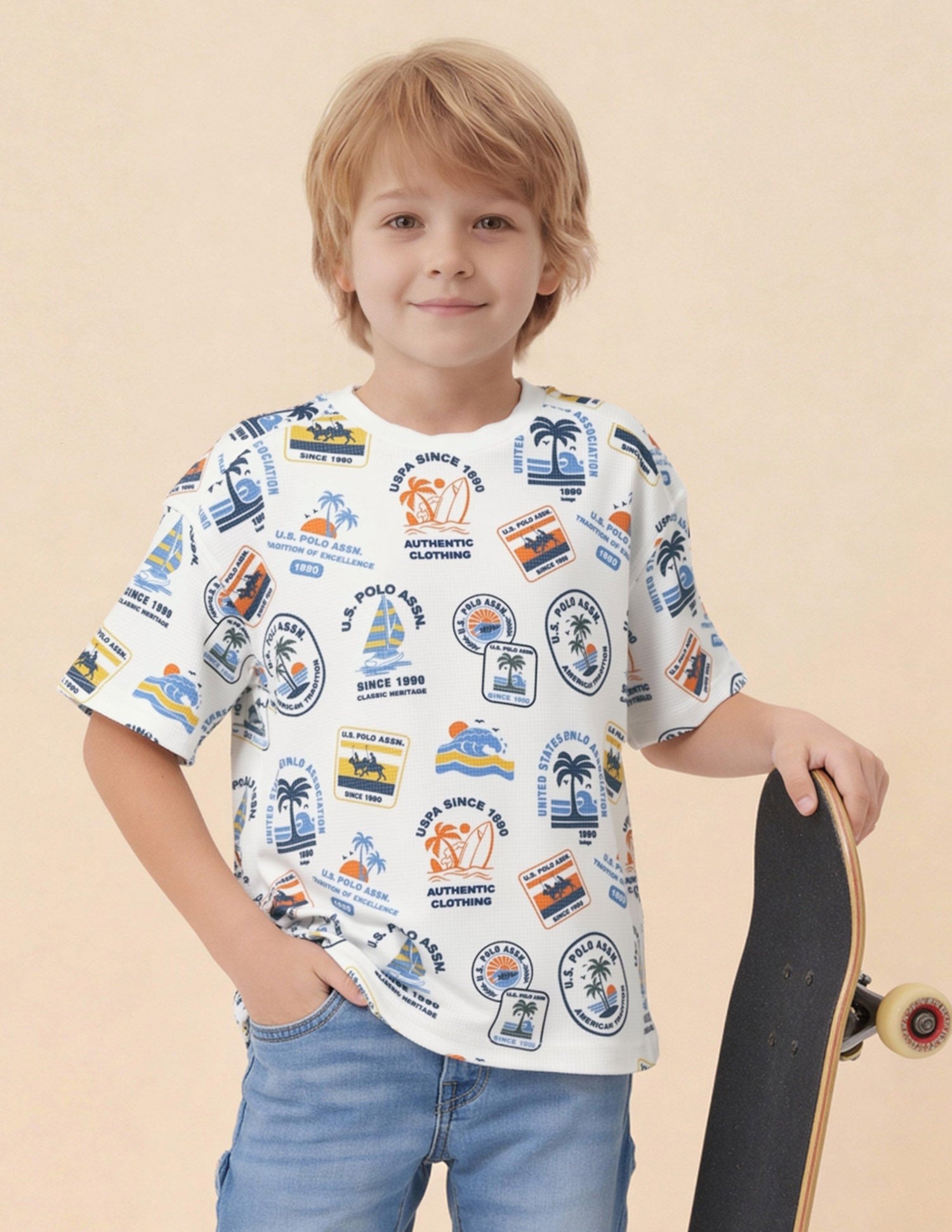 Boys Graphic Printed Oversized Fit T-Shirt